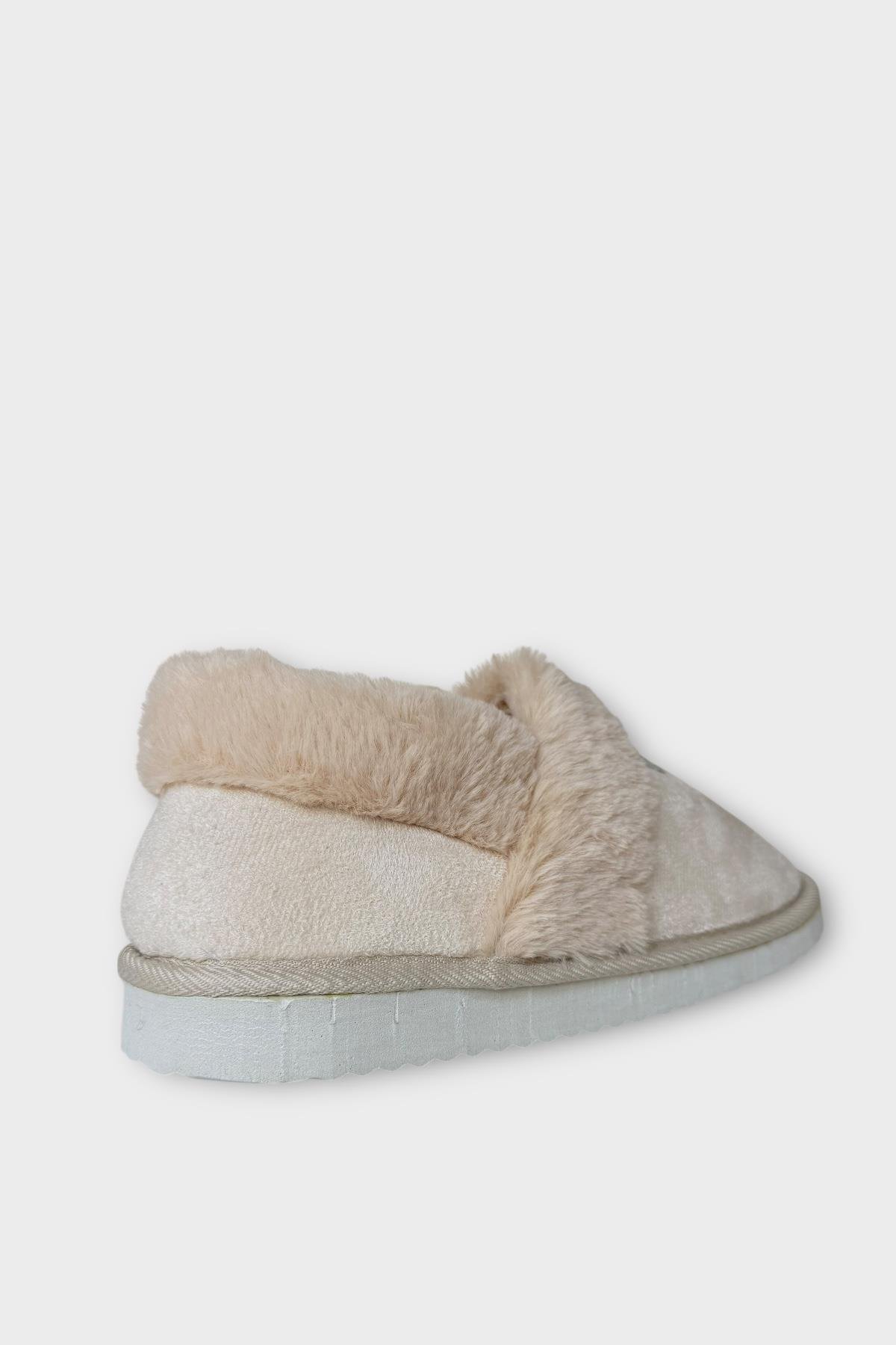 Ultra Hafif İçi Tüylü Ev Ayakkabısı Kadın Panduf KREM - Görsel 8