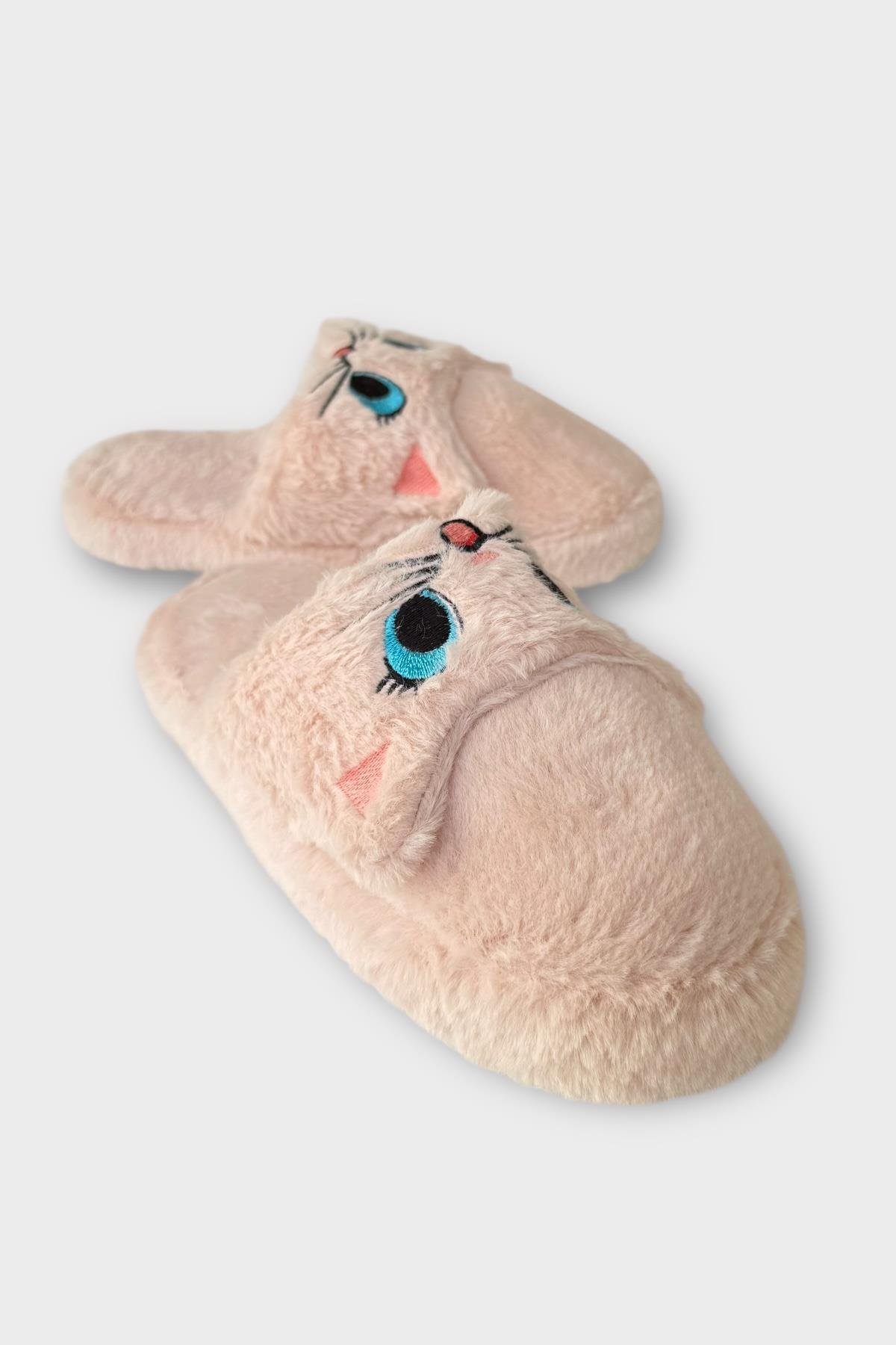 Kadın Kışlık Kedi Figürlü Kaydırmaz Taban Ev Terliği Panduf PUDRA - Görsel 3