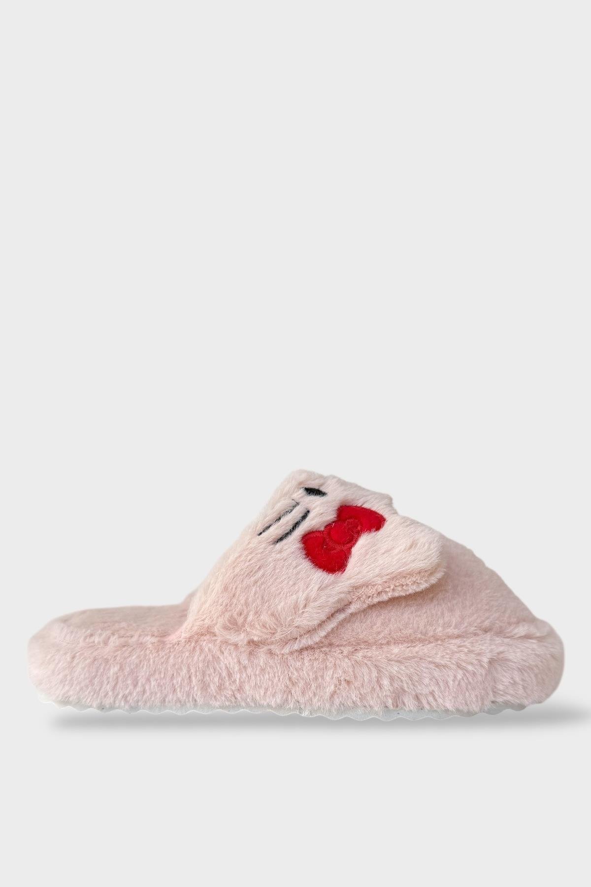 Kışlık Kadın HelloKitty Figürlü Kaydırmaz Taban Ev Ayakkabısı Panduf PUDRA - Görsel 2