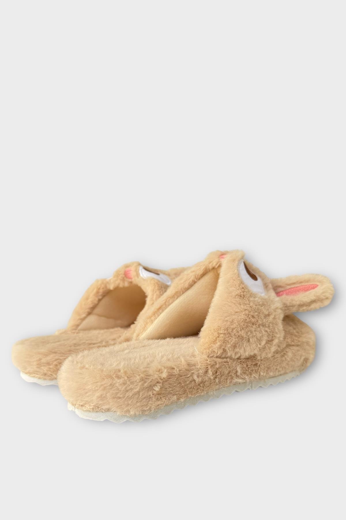 Kadın KışlıkTavşan Figürlü Kaydırmaz Taban Ev Terliği Panduf KAHVERENGİ - Görsel 6