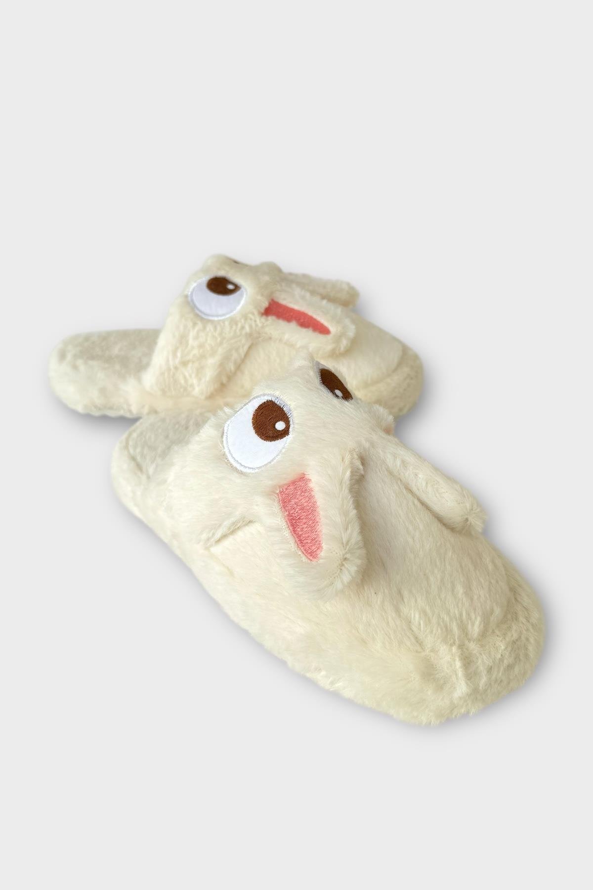 Kadın KışlıkTavşan Figürlü Kaydırmaz Taban Ev Terliği Panduf BEYAZ - Görsel 3