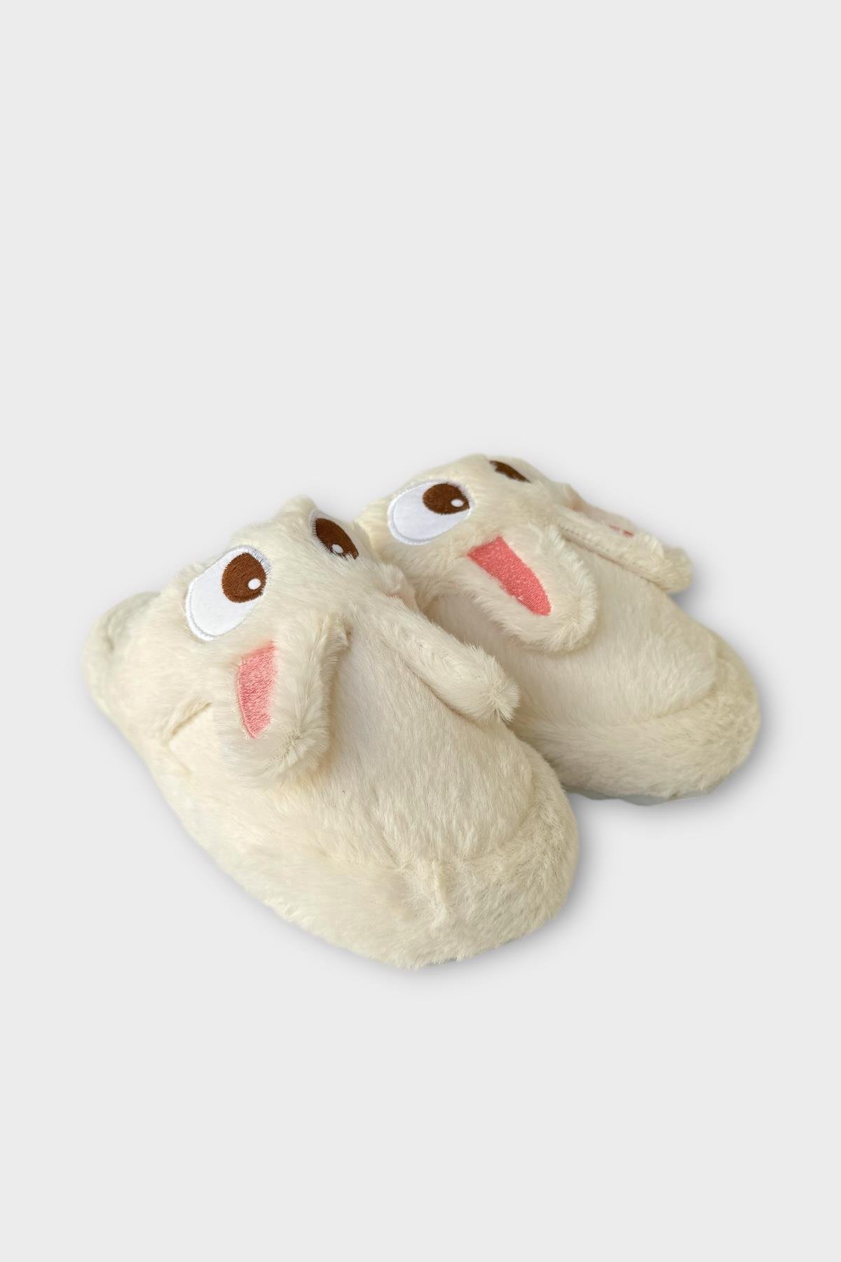 Kadın KışlıkTavşan Figürlü Kaydırmaz Taban Ev Terliği Panduf BEYAZ - Görsel 4