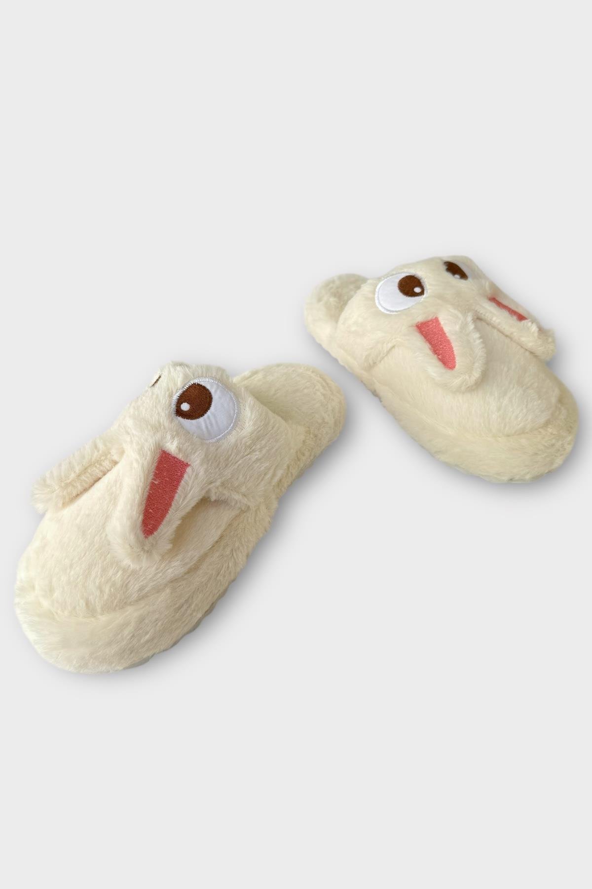Kadın KışlıkTavşan Figürlü Kaydırmaz Taban Ev Terliği Panduf BEYAZ - Görsel 5