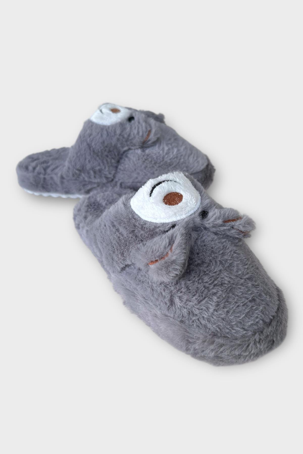 Kadın Kışlık Sevimli Panda Figürlü Kaydırmaz Taban Ev Terliği Panduf FÜME - Görsel 3