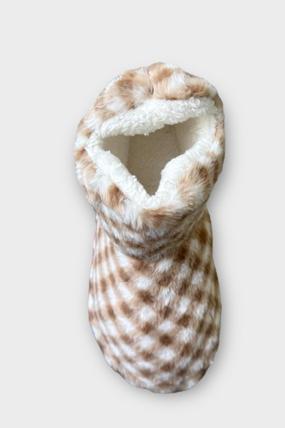 Kadın Piti Kareli Ev Botu Panduf VİZON - Görsel 7