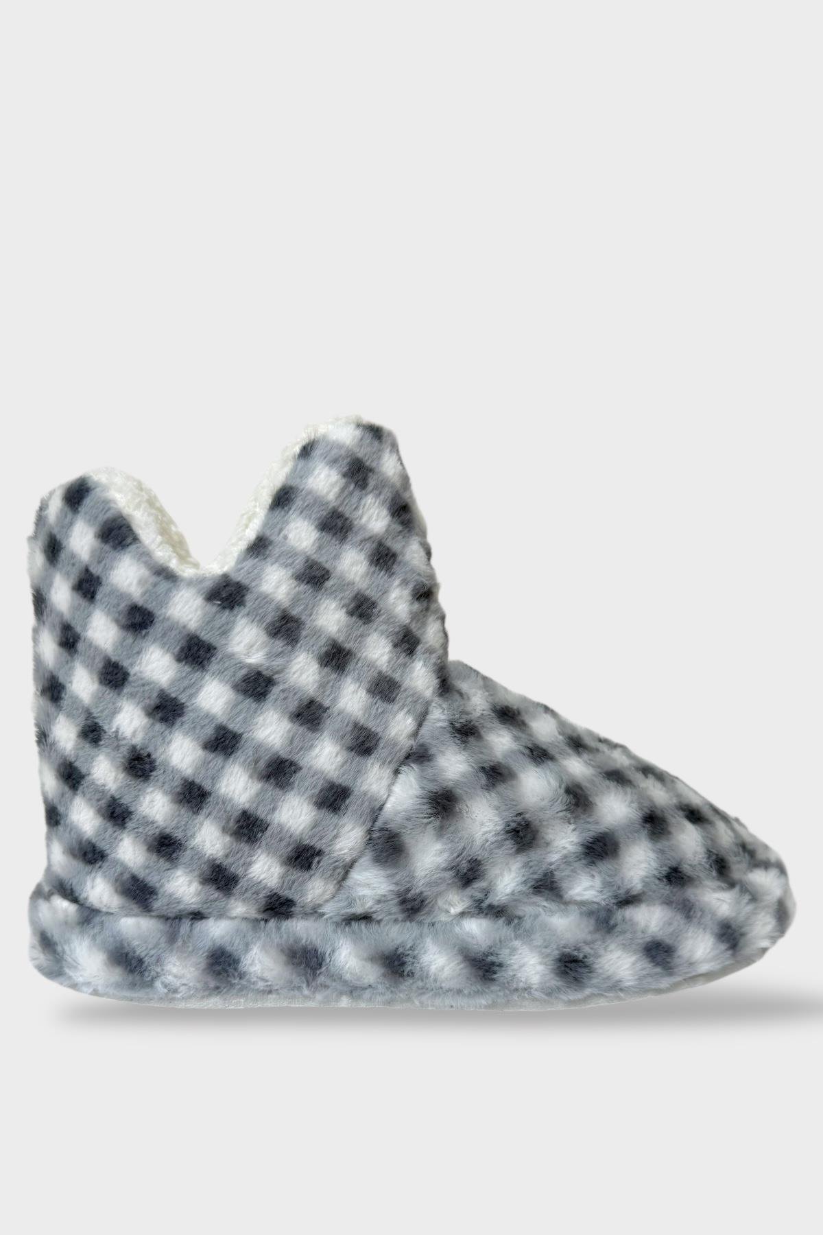 Kadın Piti Kareli Ev Botu Panduf SİYAH - Görsel 2