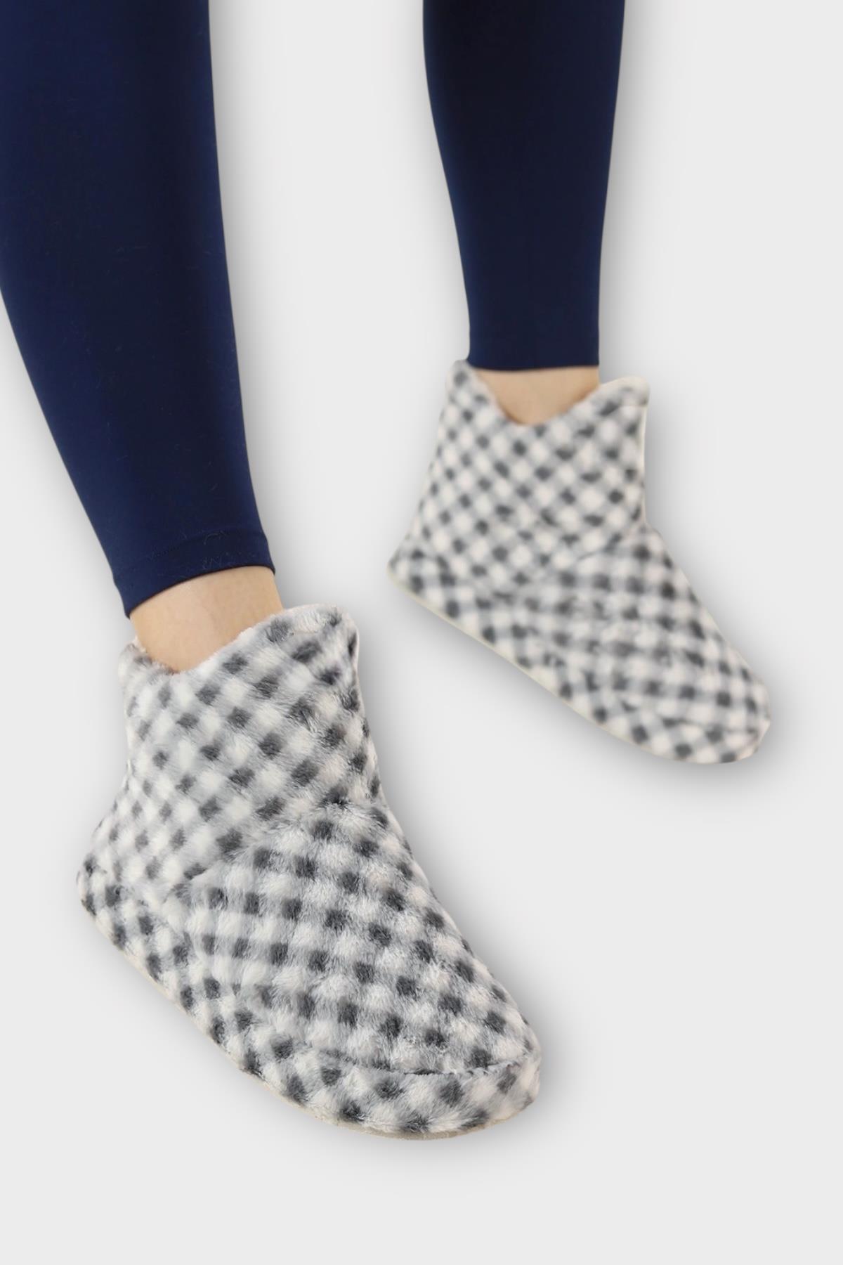 Kadın Piti Kareli Ev Botu Panduf SİYAH - Görsel 3