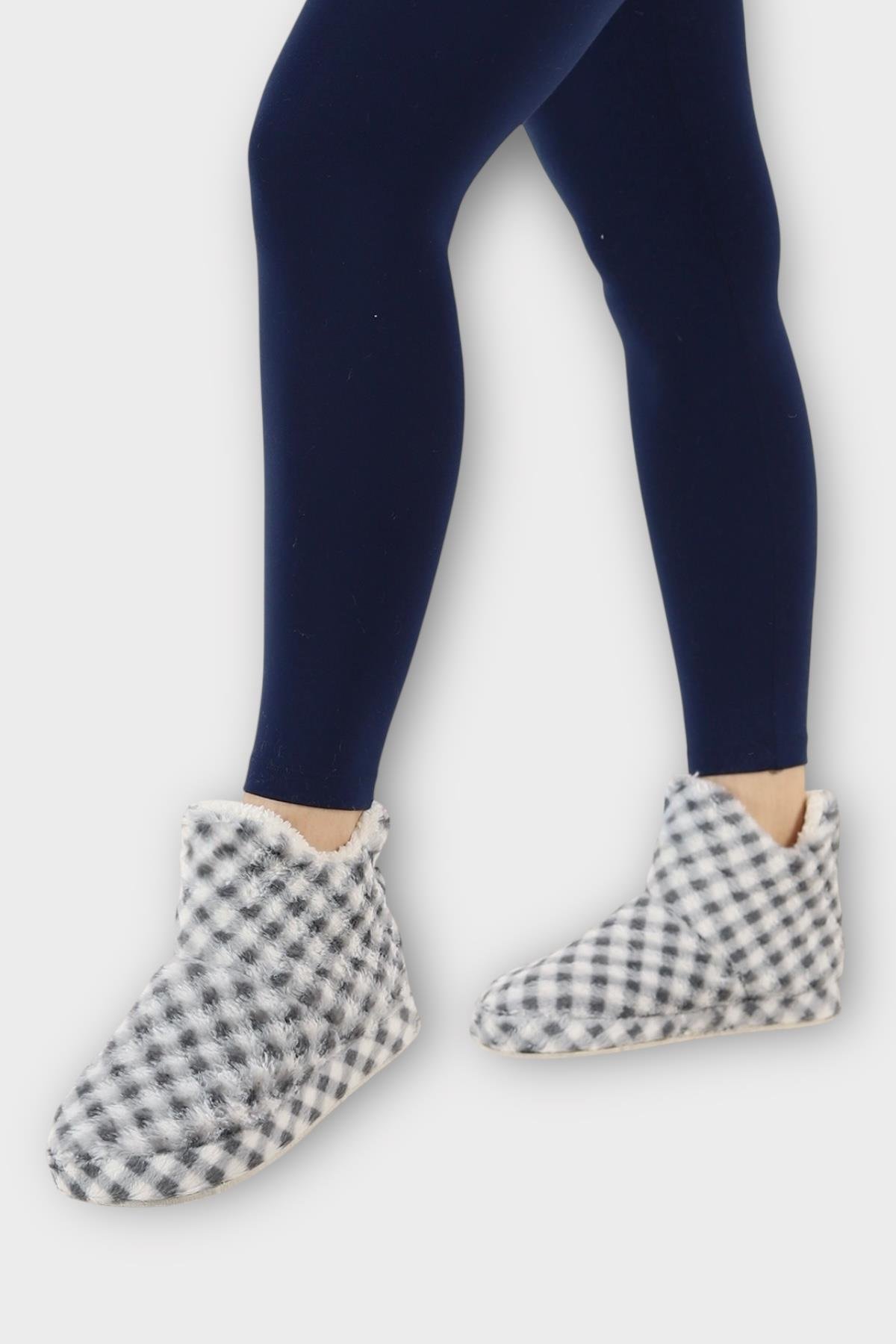 Kadın Piti Kareli Ev Botu Panduf SİYAH - Görsel 5