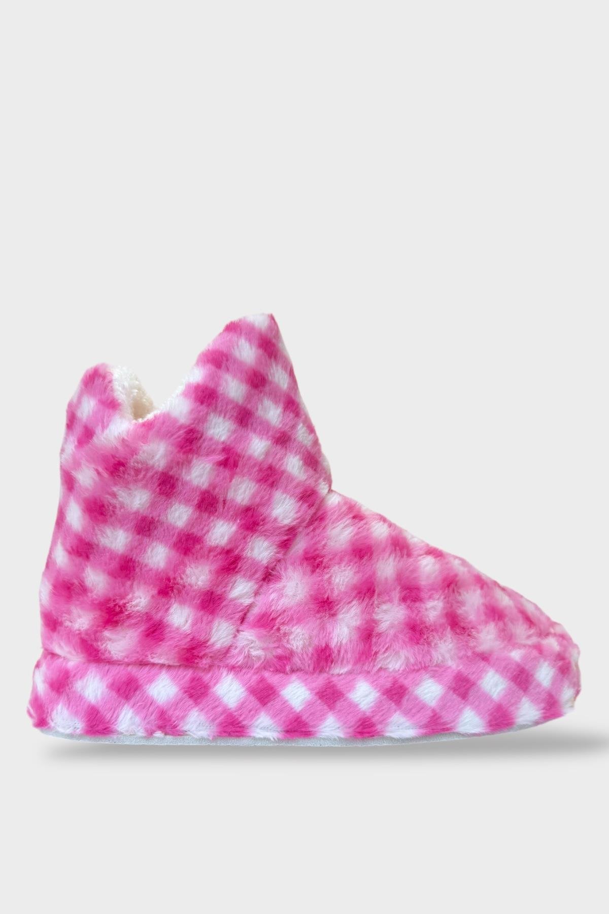 Kadın Piti Kareli Ev Botu Panduf PEMBE - Görsel 3