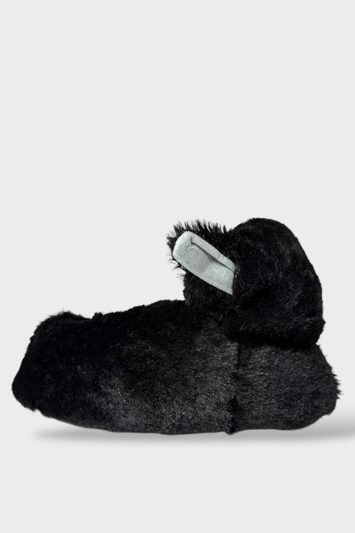 Kadın Sevimli Kedi Figürlü Peluş Panduf SİYAH - Görsel 6