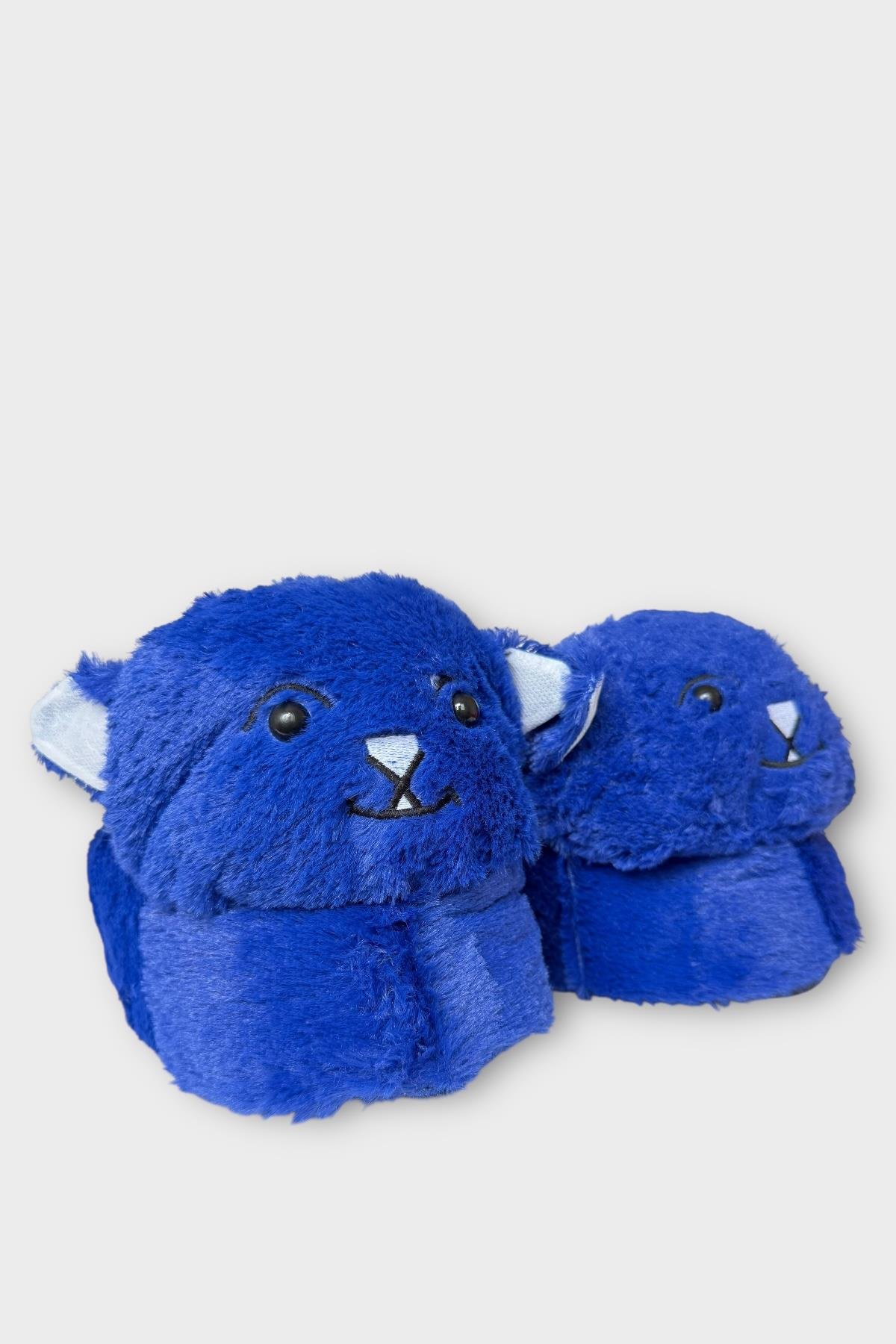 Kadın Sevimli Kedi Figürlü Peluş Panduf MAVİ - Görsel 2