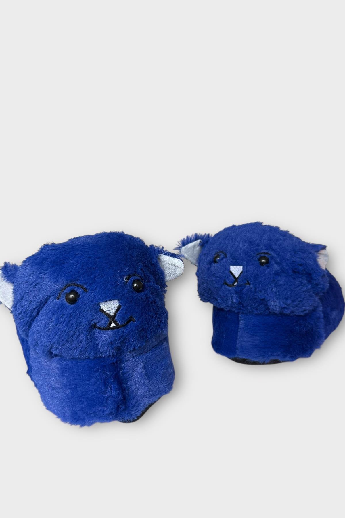 Kadın Sevimli Kedi Figürlü Peluş Panduf MAVİ - Görsel 3