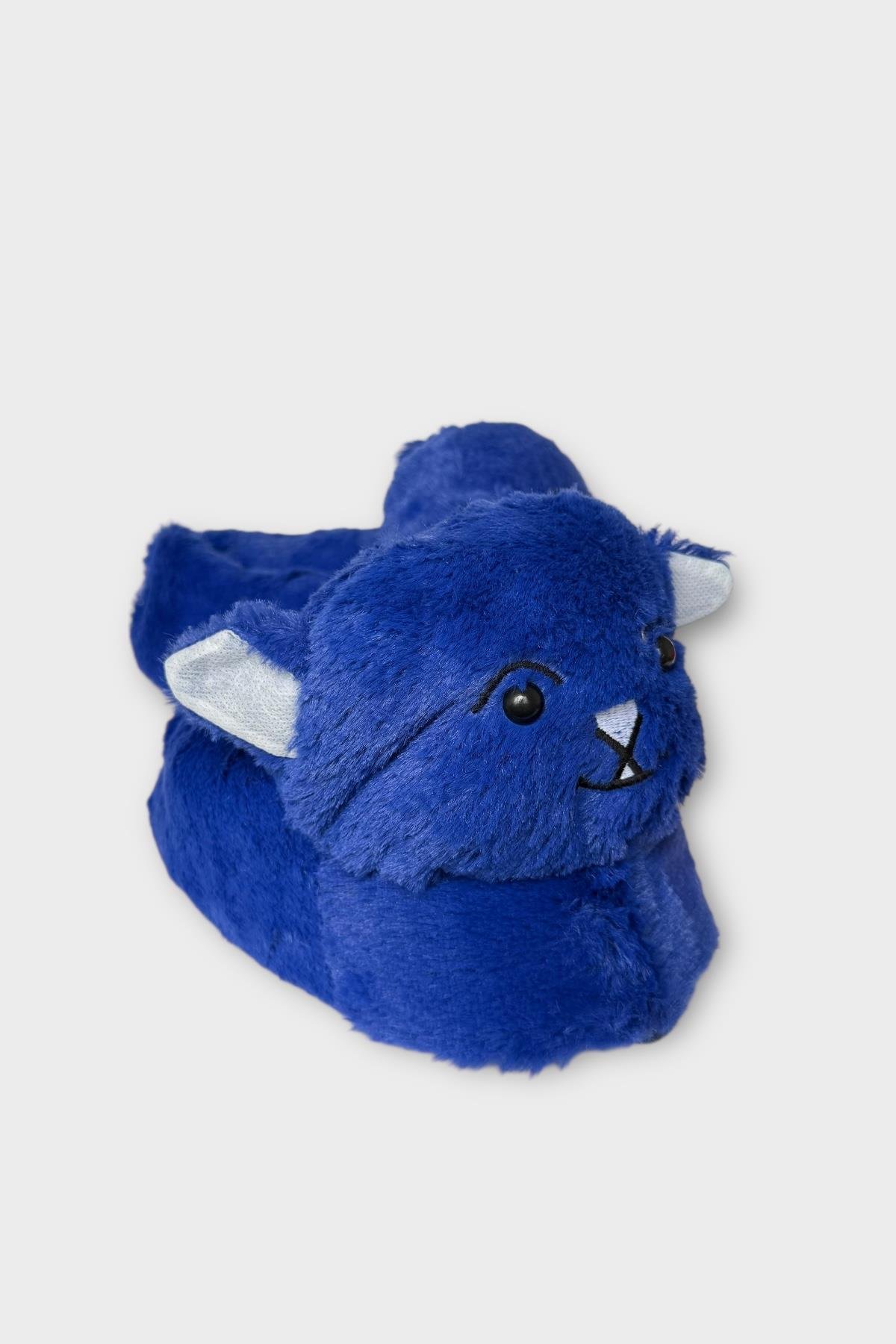 Kadın Sevimli Kedi Figürlü Peluş Panduf MAVİ - Görsel 4
