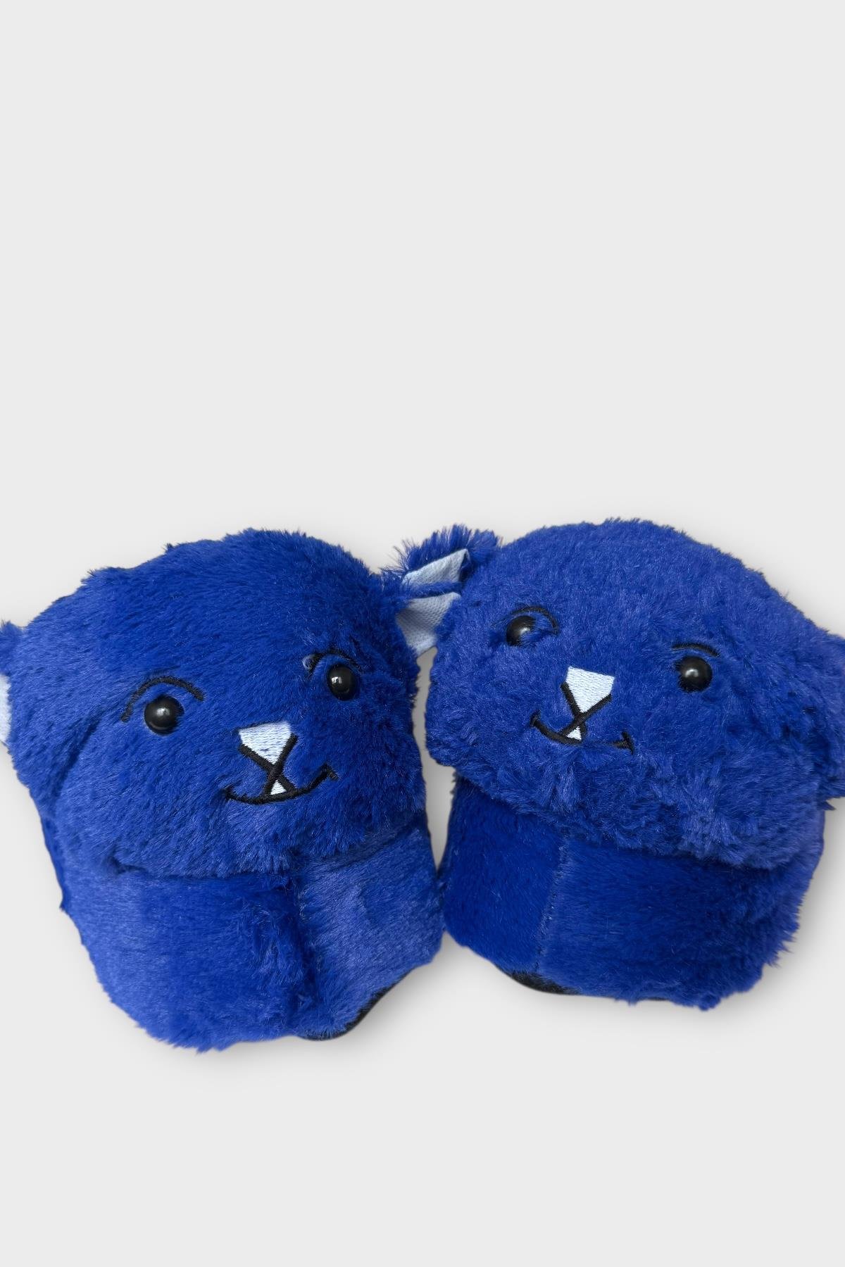 Kadın Sevimli Kedi Figürlü Peluş Panduf MAVİ - Görsel 5