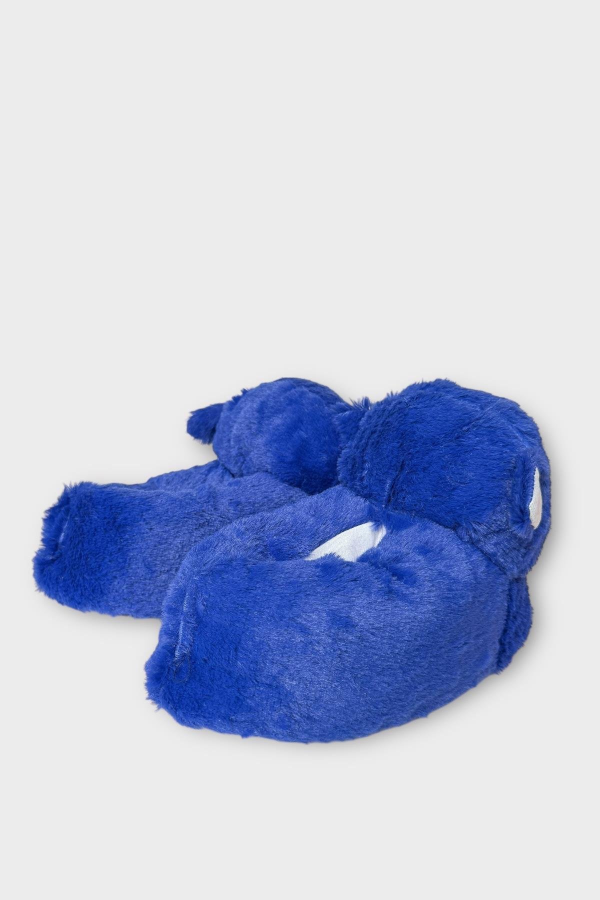 Kadın Sevimli Kedi Figürlü Peluş Panduf MAVİ - Görsel 7
