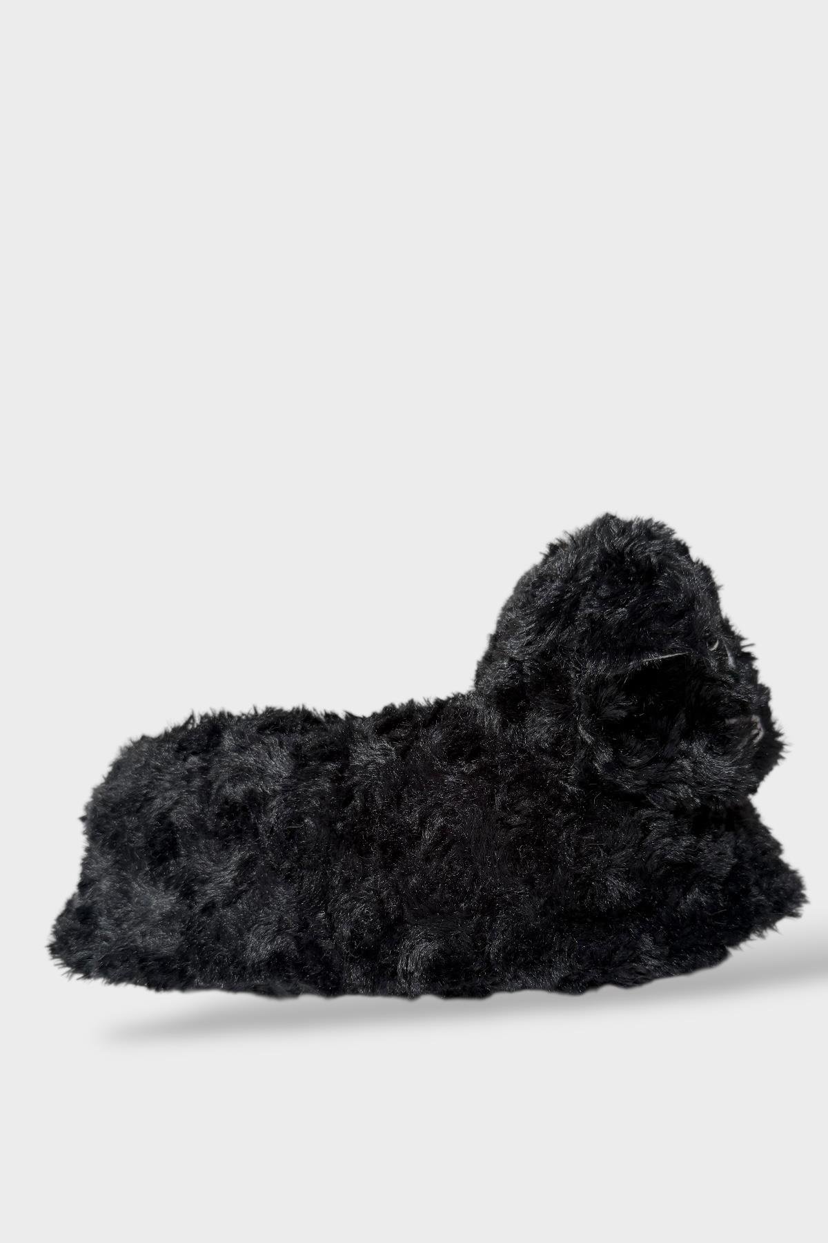 Kadın Sevimli Kedi Figürlü Peluş Panduf SİYAH - Görsel 5