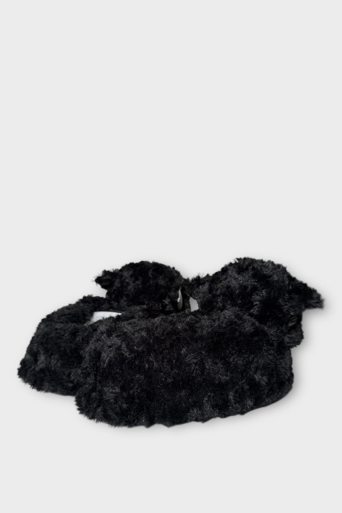 Kadın Sevimli Kedi Figürlü Peluş Panduf SİYAH - Görsel 6