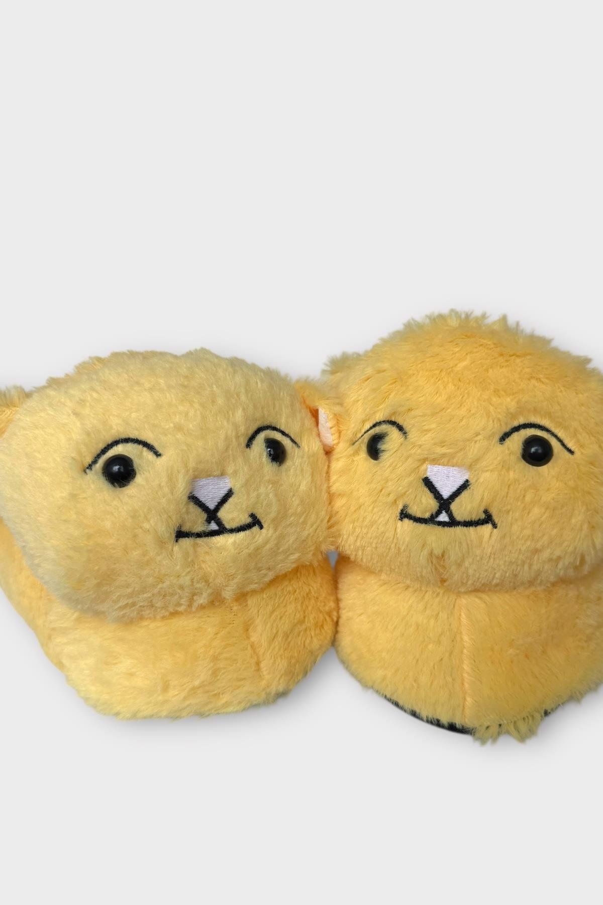 Kadın Sevimli Kedi Figürlü Peluş Panduf SARI - Görsel 5