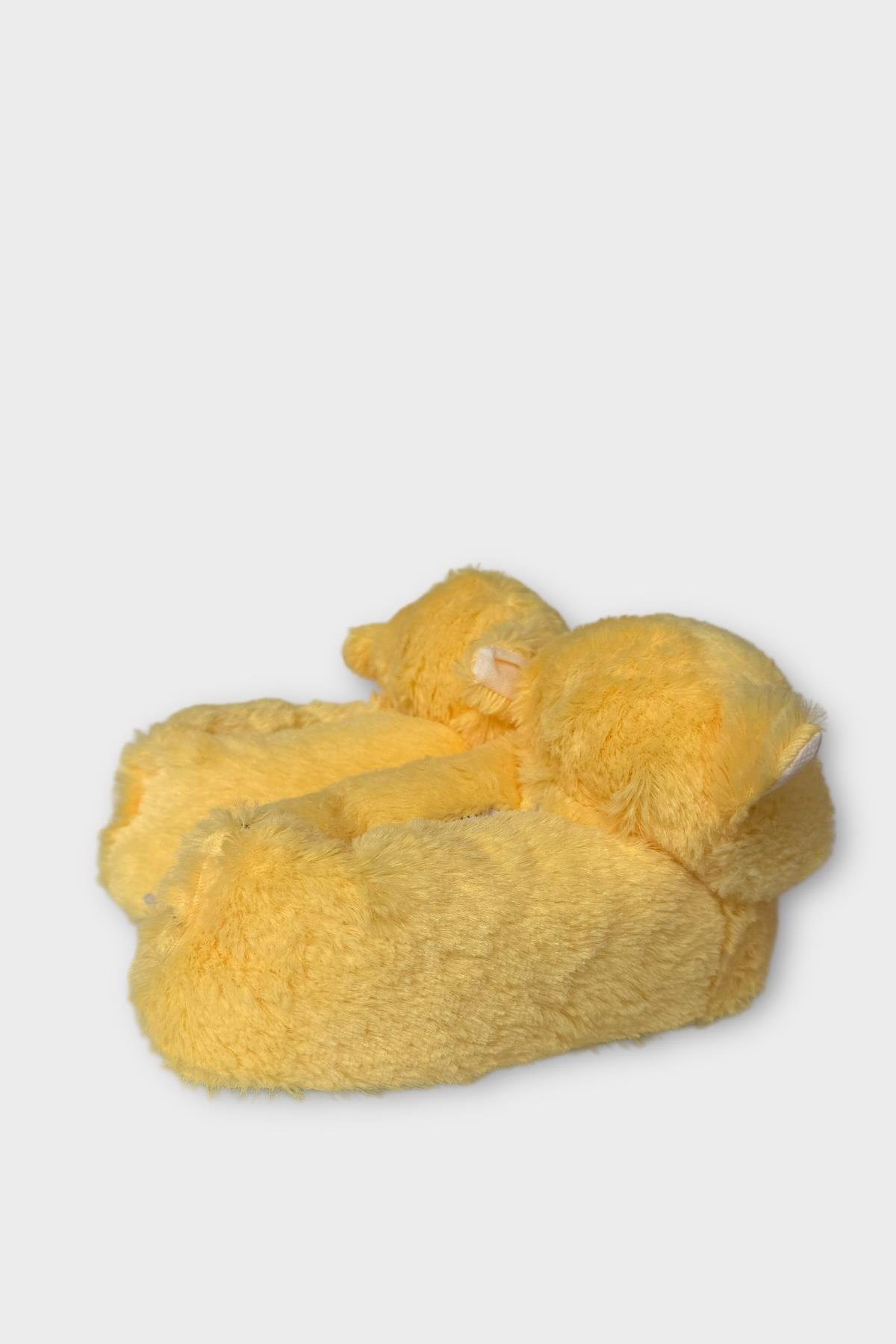 Kadın Sevimli Kedi Figürlü Peluş Panduf SARI - Görsel 7