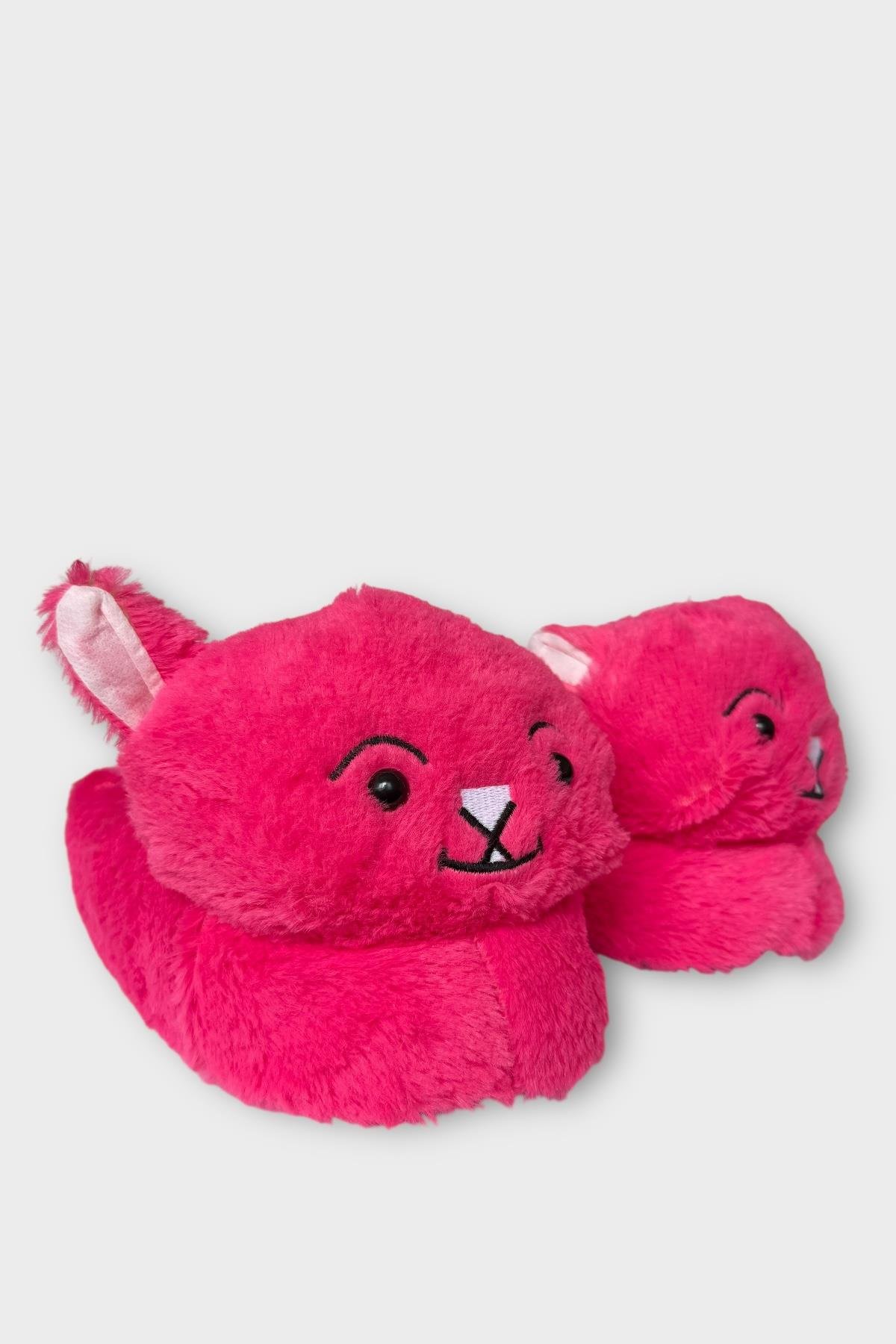 Kadın Sevimli Kedi Figürlü Peluş Panduf FUŞYA - Görsel 2