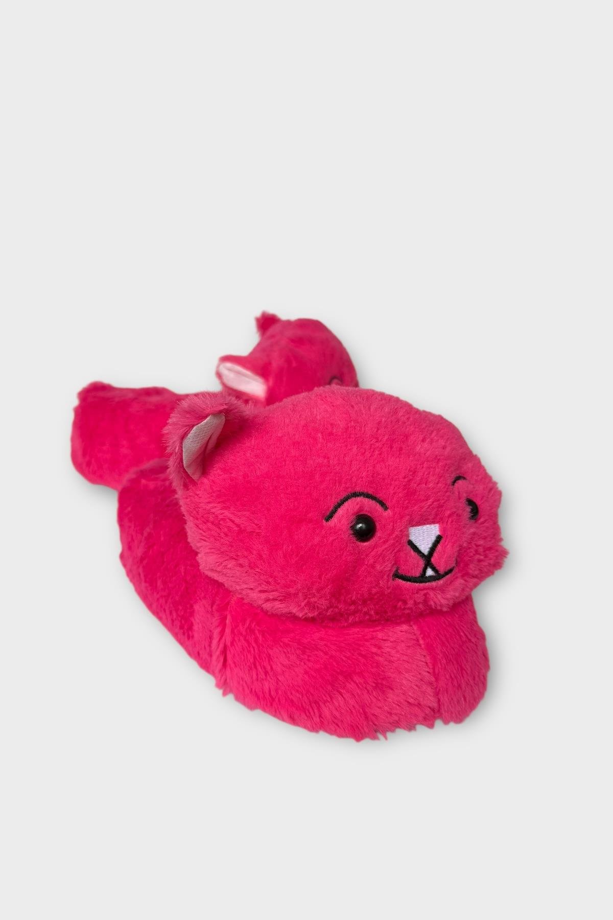 Kadın Sevimli Kedi Figürlü Peluş Panduf FUŞYA - Görsel 4