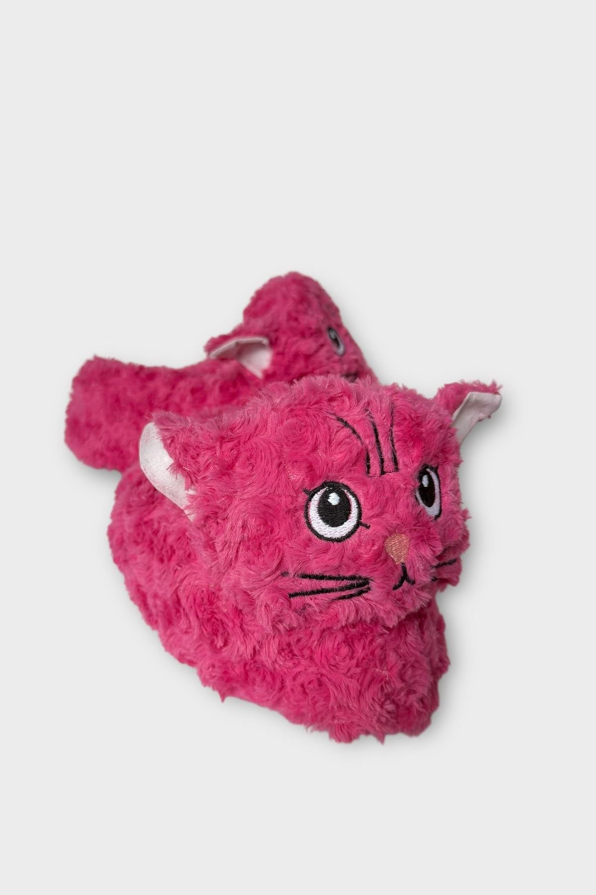 Kadın Sevimli Kedi Figürlü Peluş Panduf FUŞYA - Görsel 4