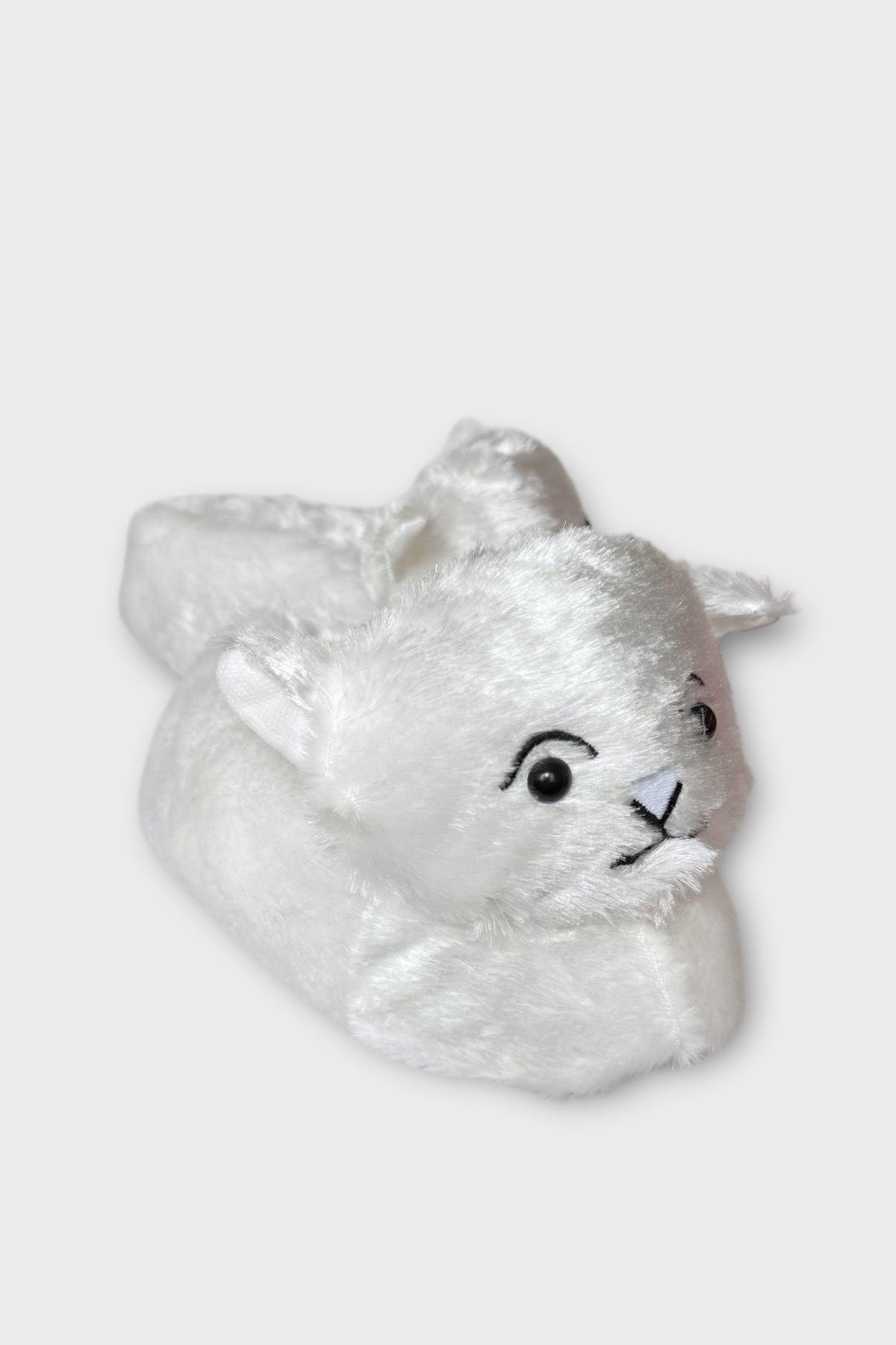 Kadın Sevimli Kedi Figürlü Peluş Panduf GRİ - Görsel 4