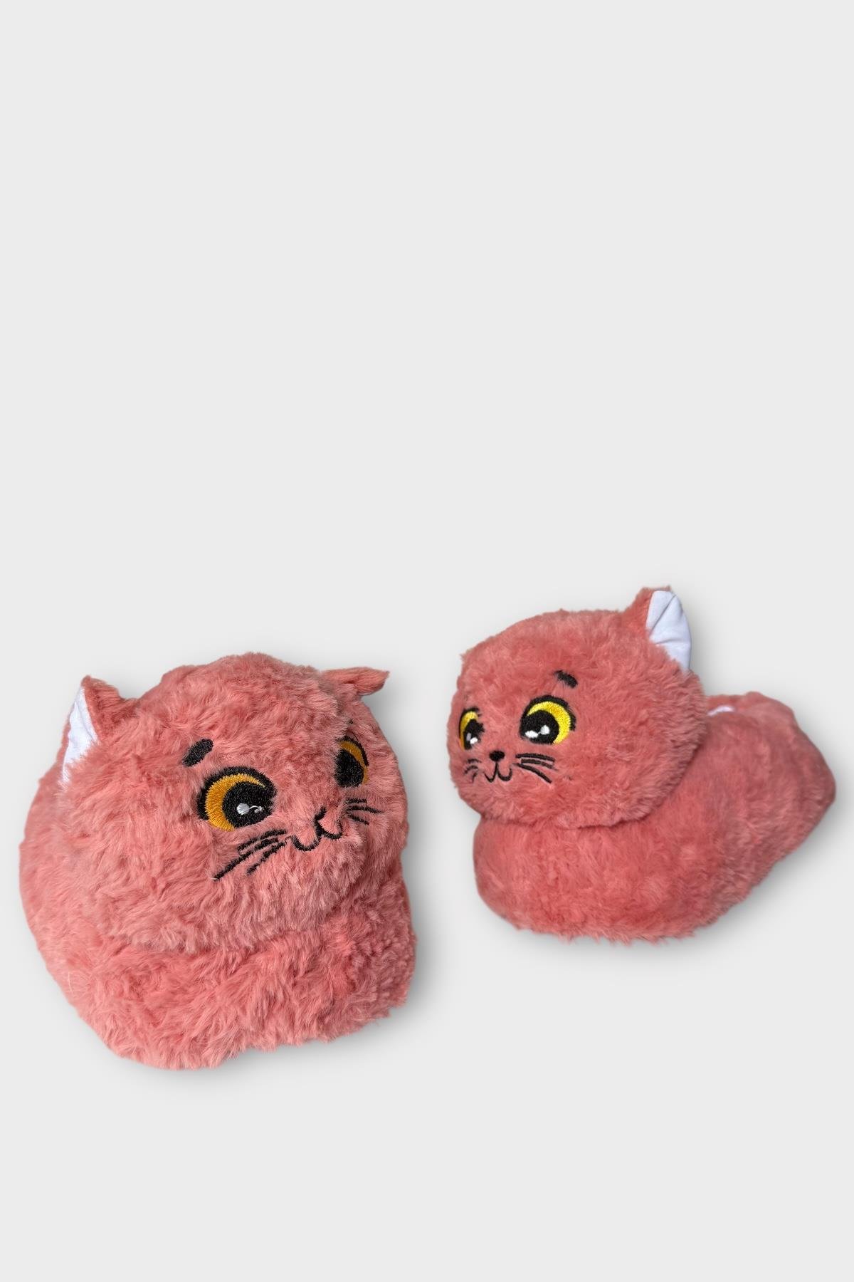 Kadın Sevimli Kedi Figürlü Peluş Panduf PUDRA - Görsel 4