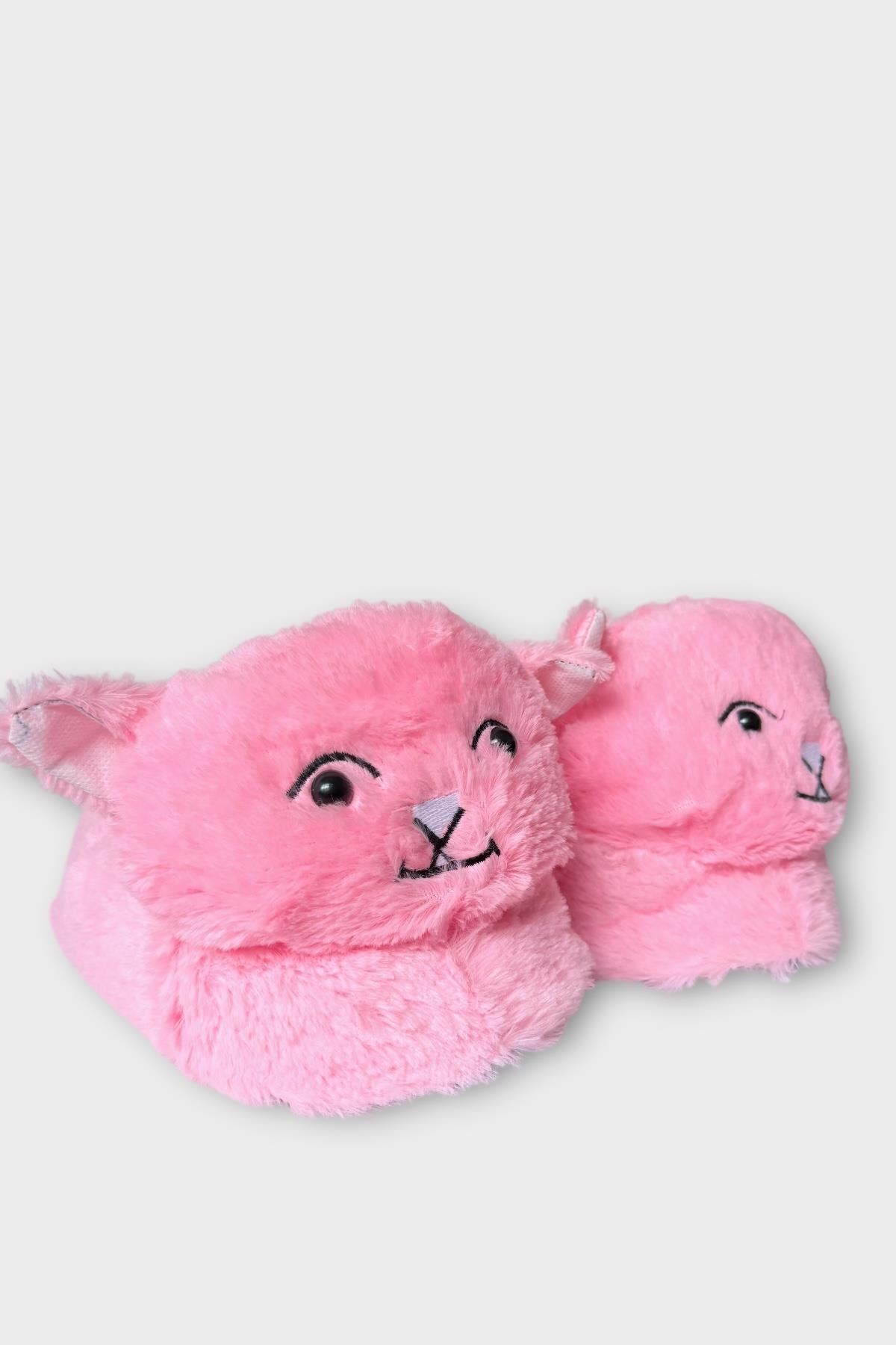 Kadın Sevimli Kedi Figürlü Peluş Panduf PEMBE - Görsel 2