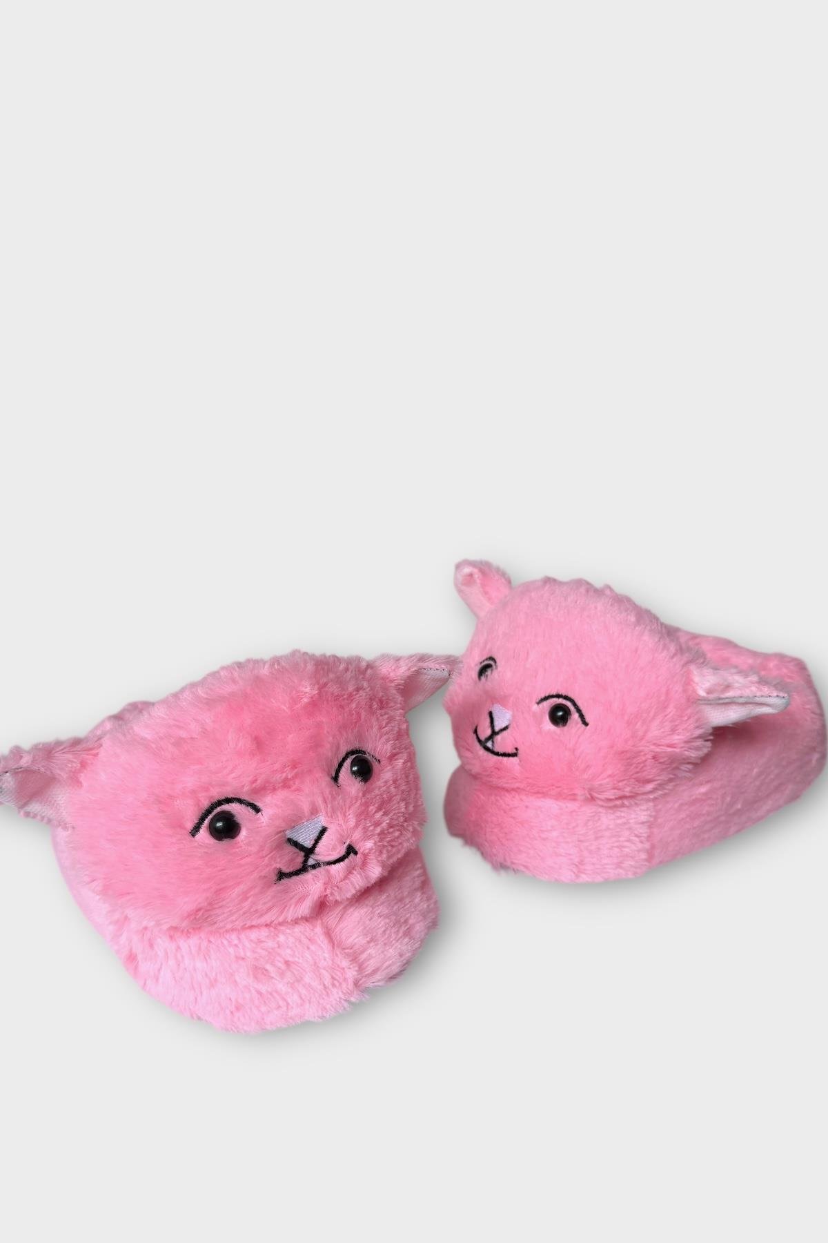 Kadın Sevimli Kedi Figürlü Peluş Panduf PEMBE - Görsel 3