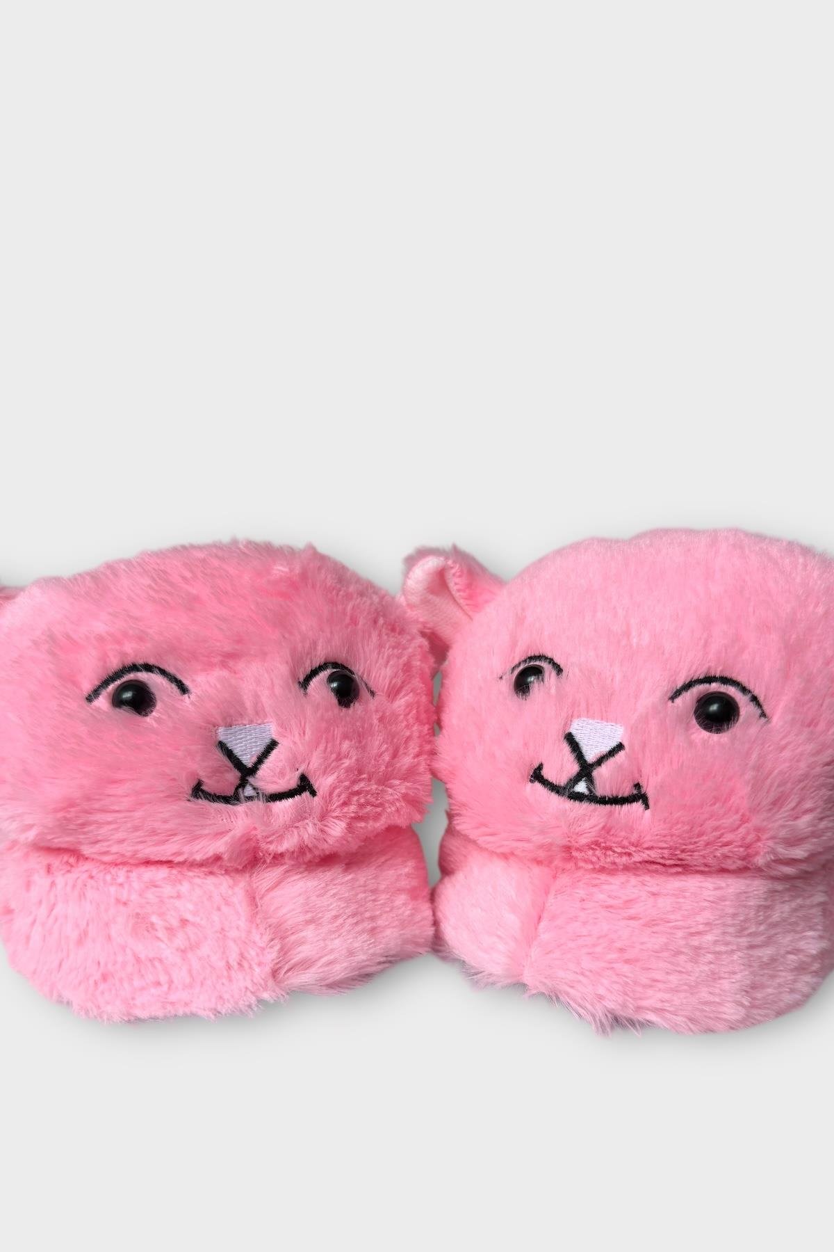 Kadın Sevimli Kedi Figürlü Peluş Panduf PEMBE - Görsel 5