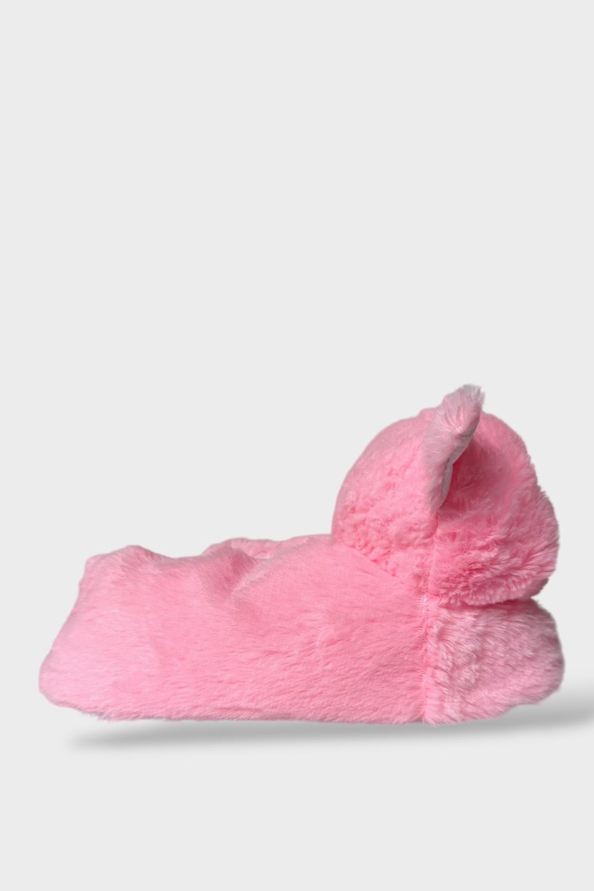 Kadın Sevimli Kedi Figürlü Peluş Panduf PEMBE - Görsel 6