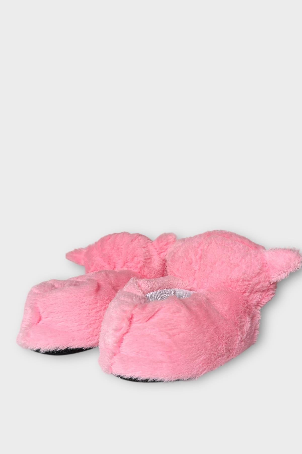 Kadın Sevimli Kedi Figürlü Peluş Panduf PEMBE - Görsel 7