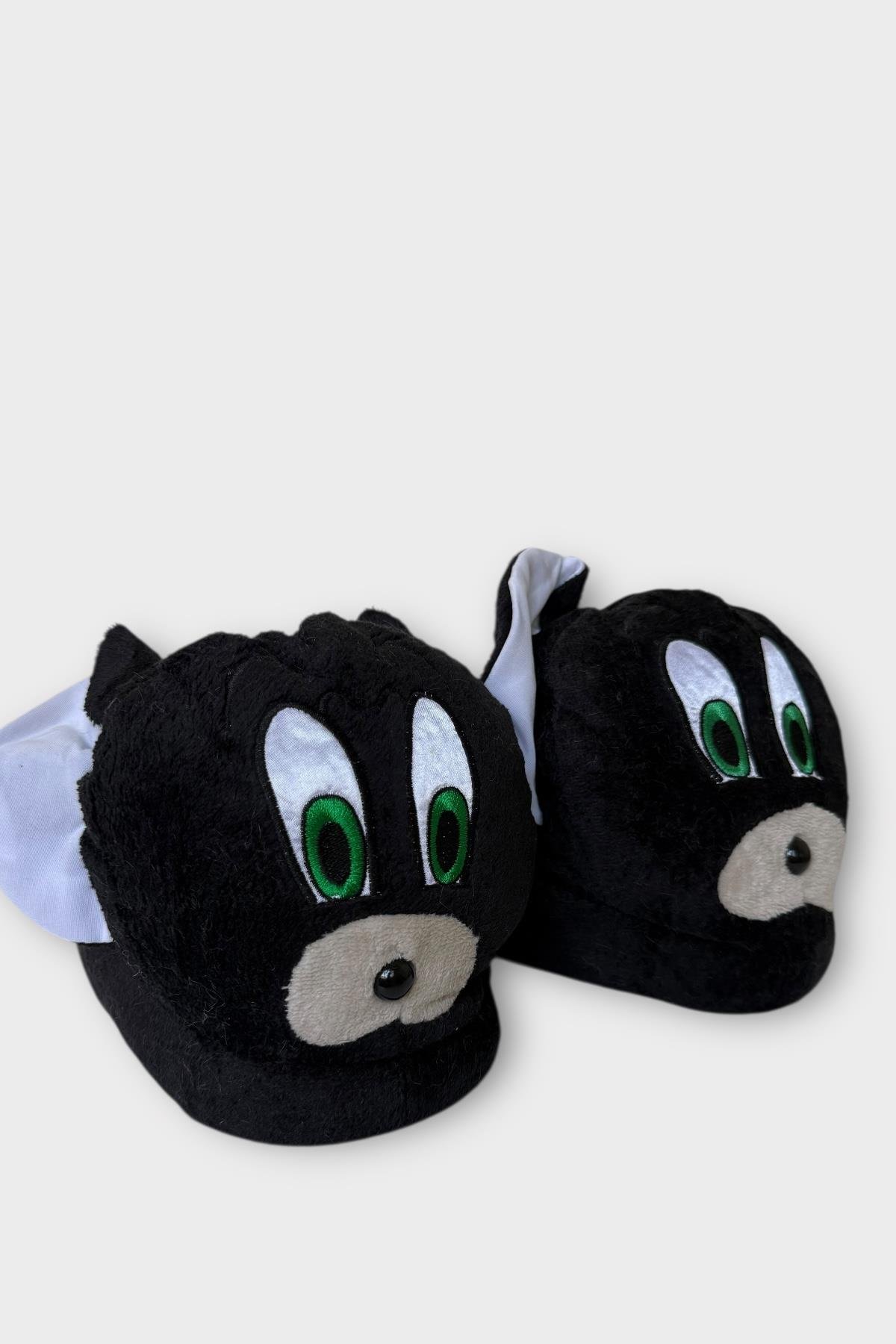 Kadın Sevimli Hayvan Figürlü Panduf Ev Botu SİYAH - Görsel 2