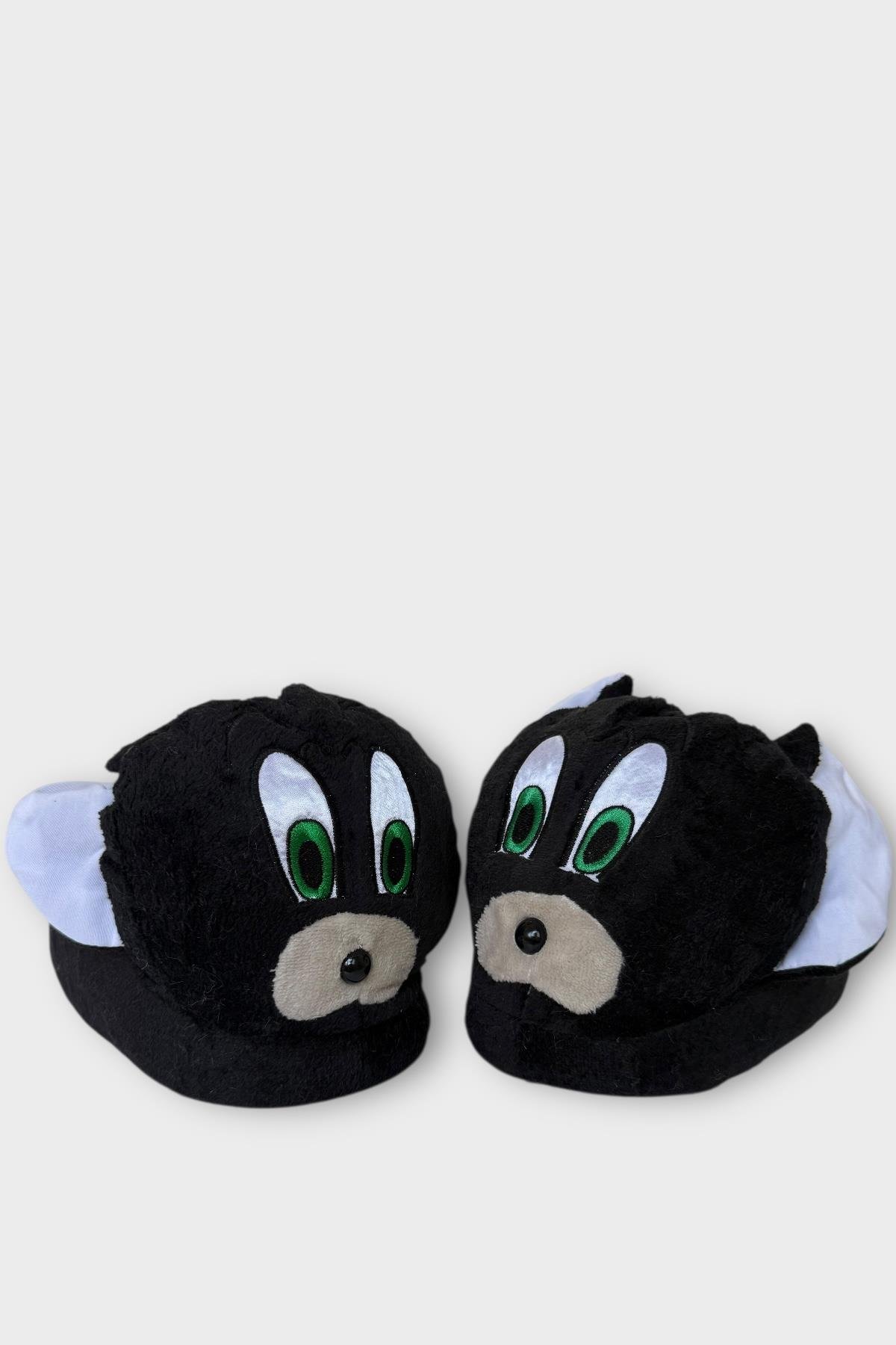 Kadın Sevimli Hayvan Figürlü Panduf Ev Botu SİYAH - Görsel 4