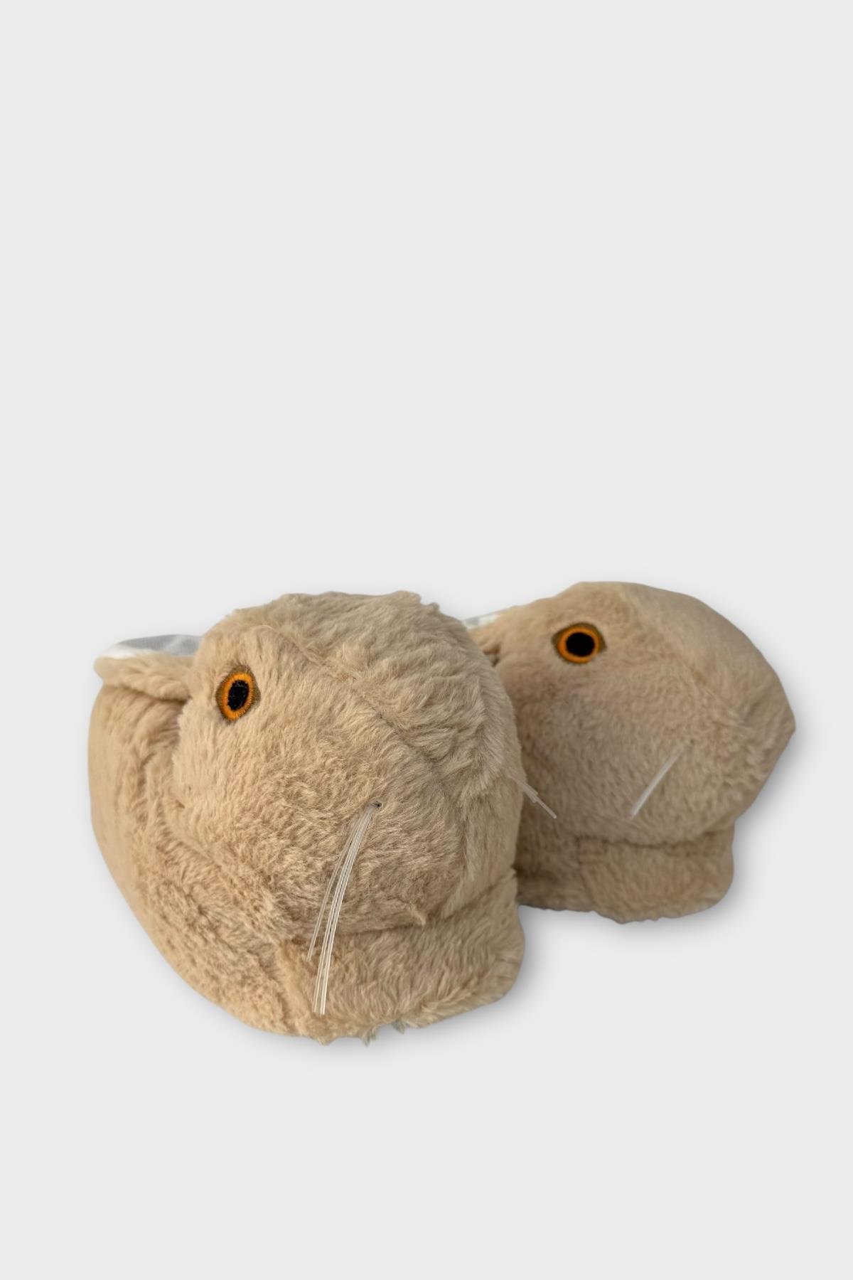 Peluş Tavşan Figürlü Kaymaz ve Ses Yapmaz Ev Panduf BEJ - Görsel 3