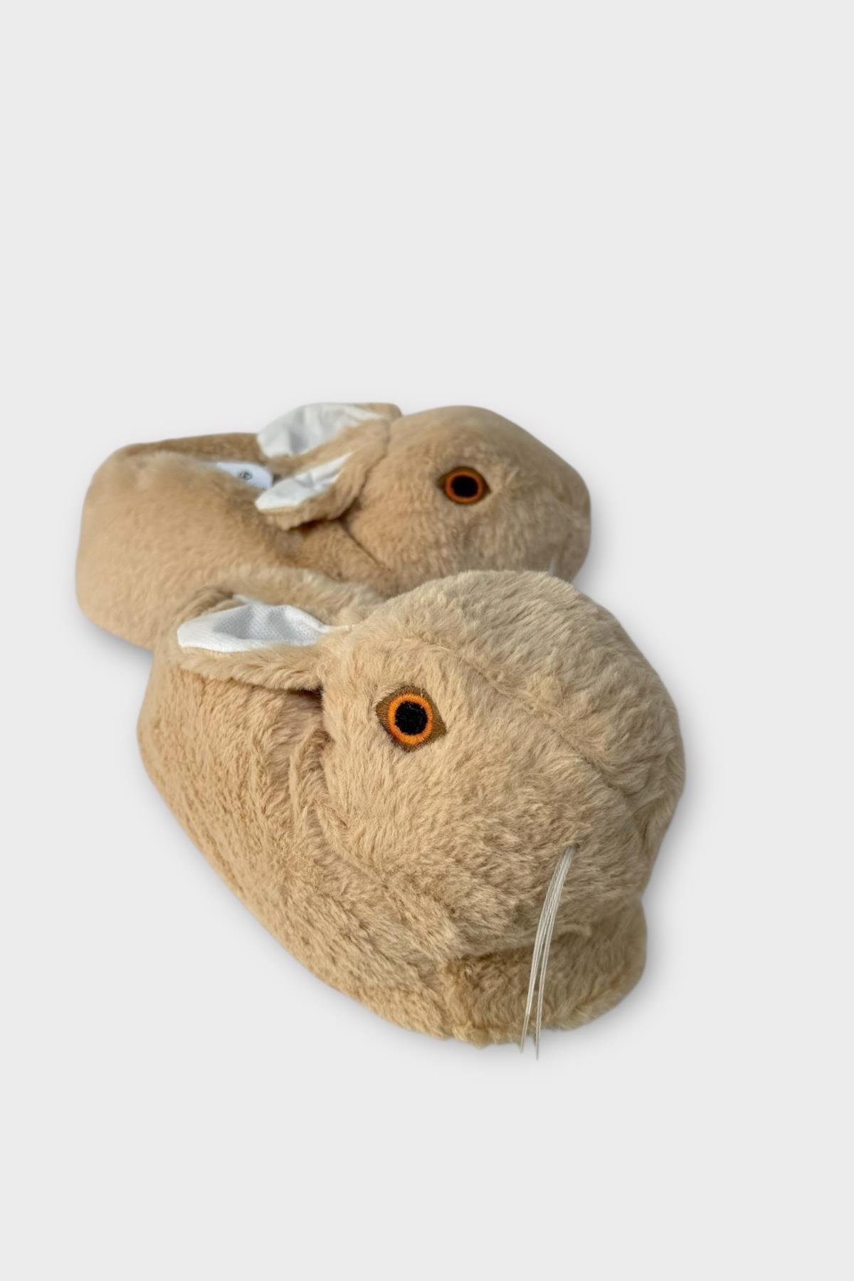 Peluş Tavşan Figürlü Kaymaz ve Ses Yapmaz Ev Panduf BEJ - Görsel 4