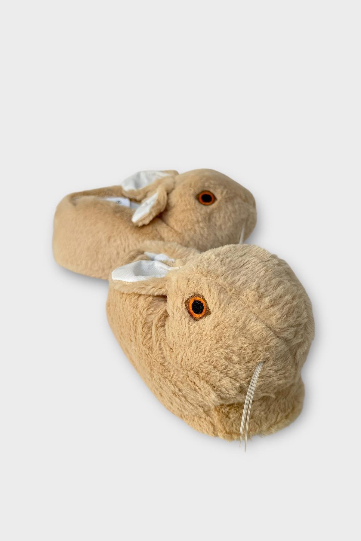 Peluş Tavşan Figürlü Kaymaz ve Ses Yapmaz Ev Panduf BEJ - Görsel 5