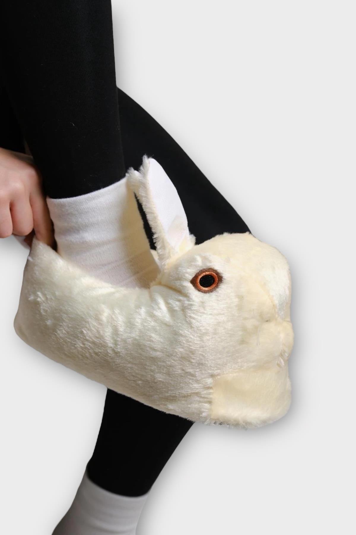 Peluş Tavşan Figürlü Kaymaz ve Ses Yapmaz Ev Panduf SARI - Görsel 3