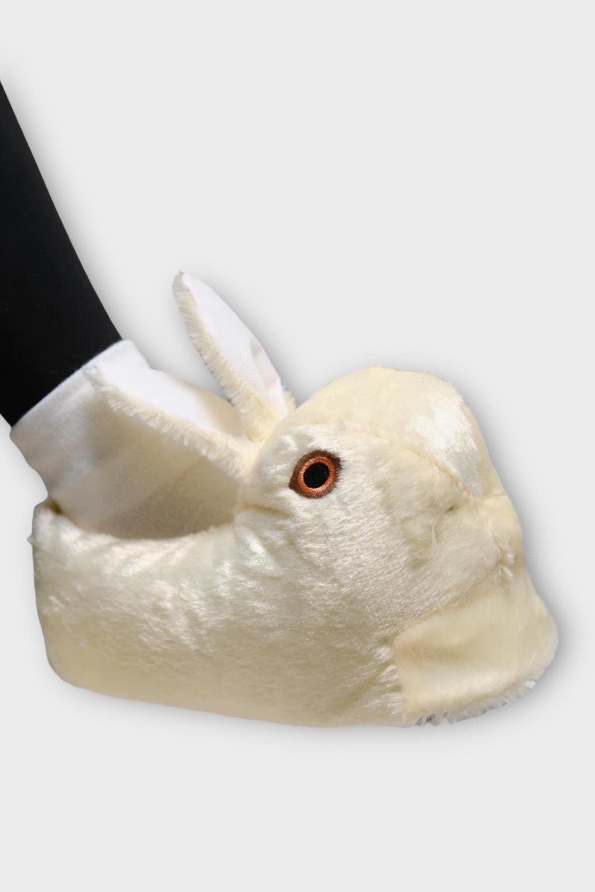 Peluş Tavşan Figürlü Kaymaz ve Ses Yapmaz Ev Panduf SARI - Görsel 5