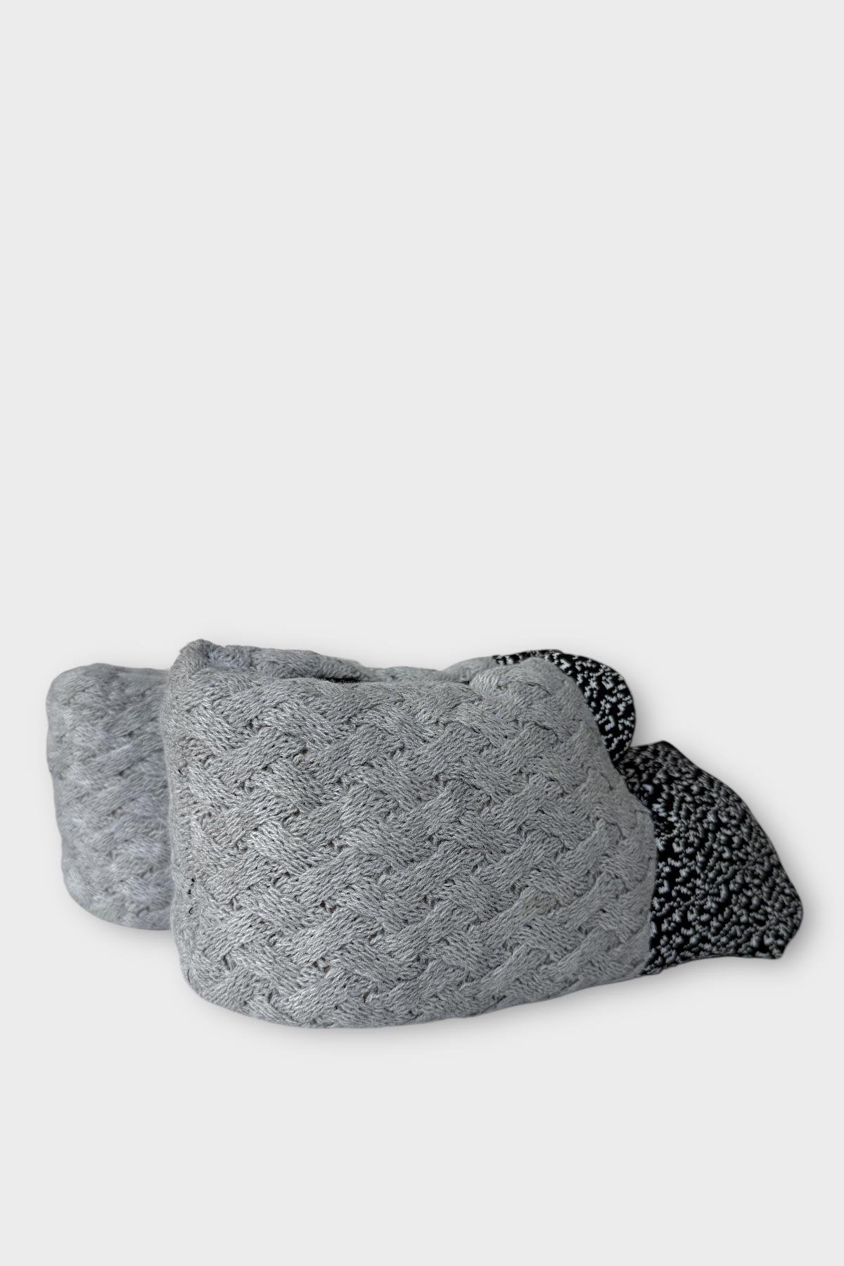 Erkek Örgülü Panduf Ev Botu GRİ - Görsel 6