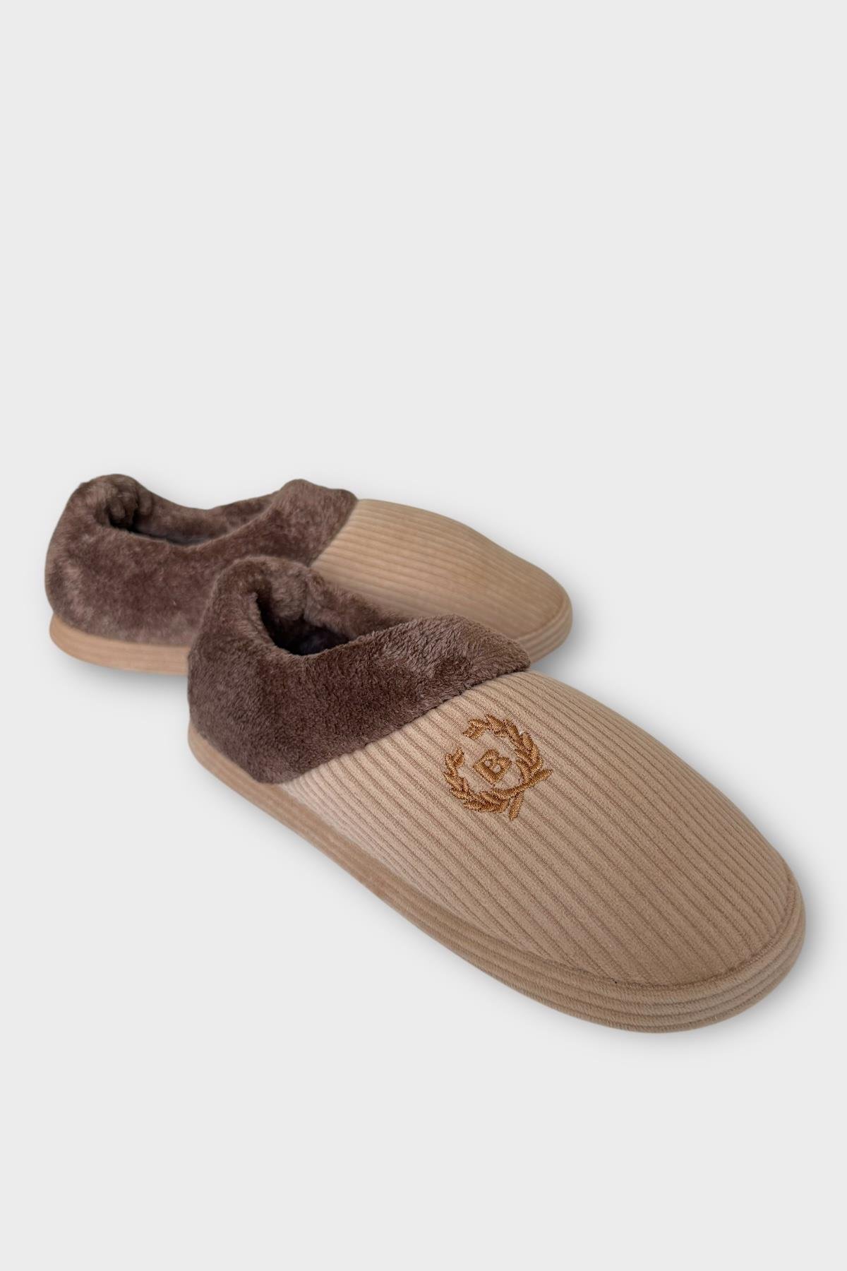 Erkek Hafif Kaydırmaz Taban Ev Ayakkabısı Panduf BEJ - Görsel 3