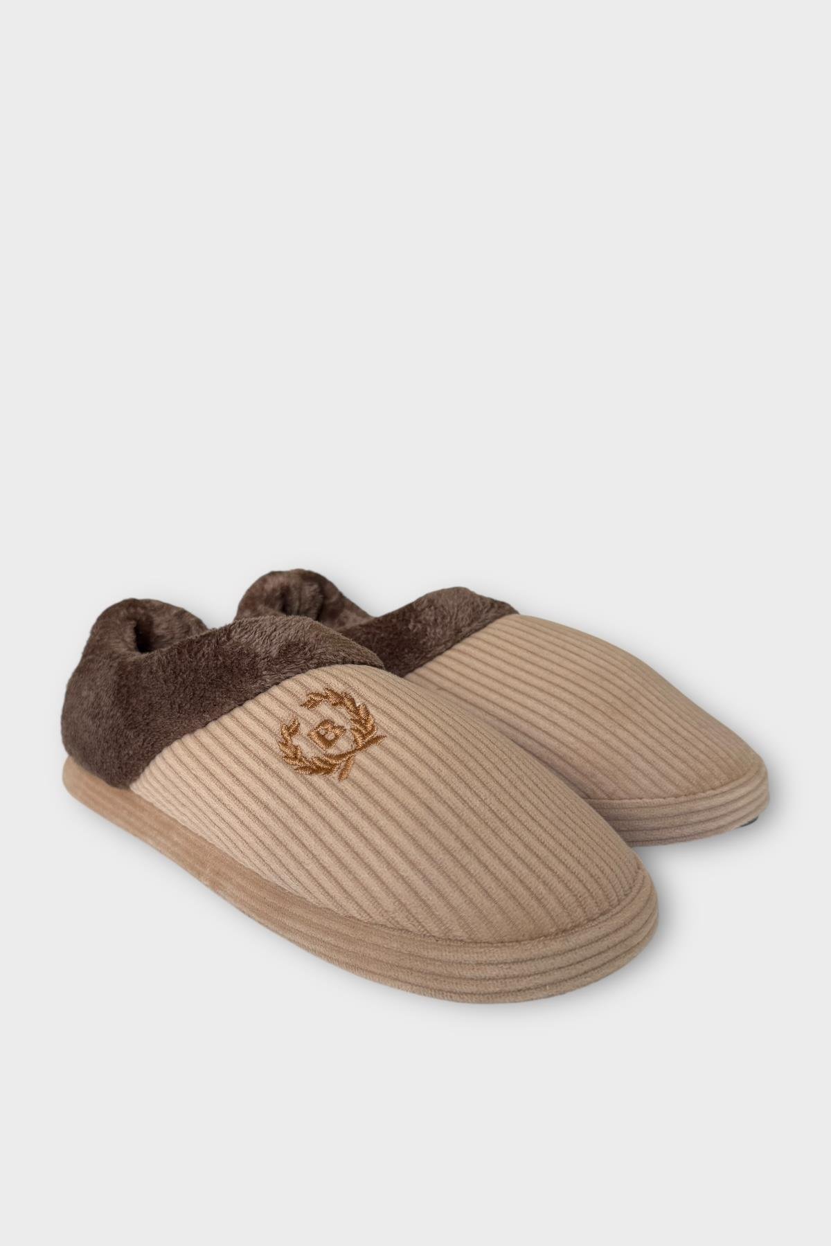Erkek Hafif Kaydırmaz Taban Ev Ayakkabısı Panduf BEJ - Görsel 4