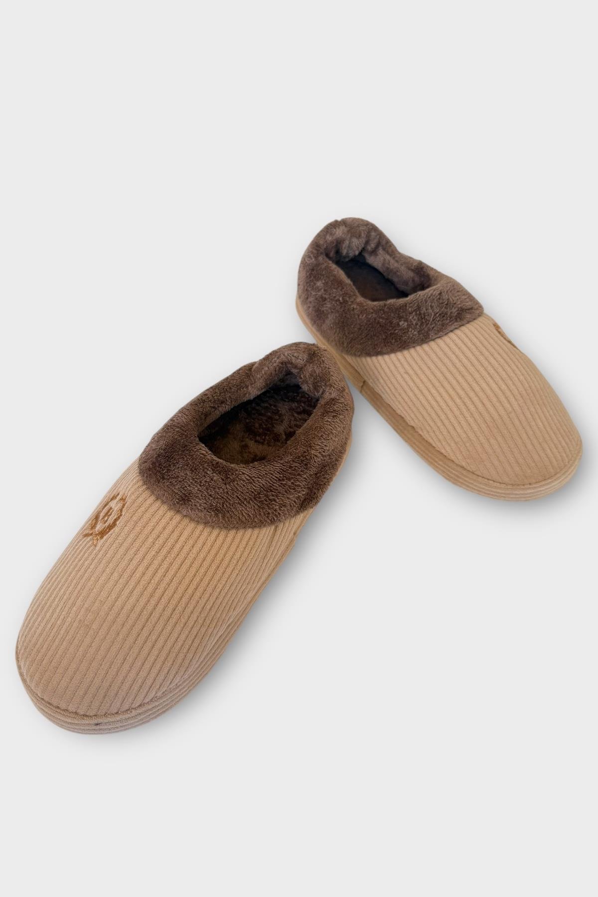 Erkek Hafif Kaydırmaz Taban Ev Ayakkabısı Panduf BEJ - Görsel 5