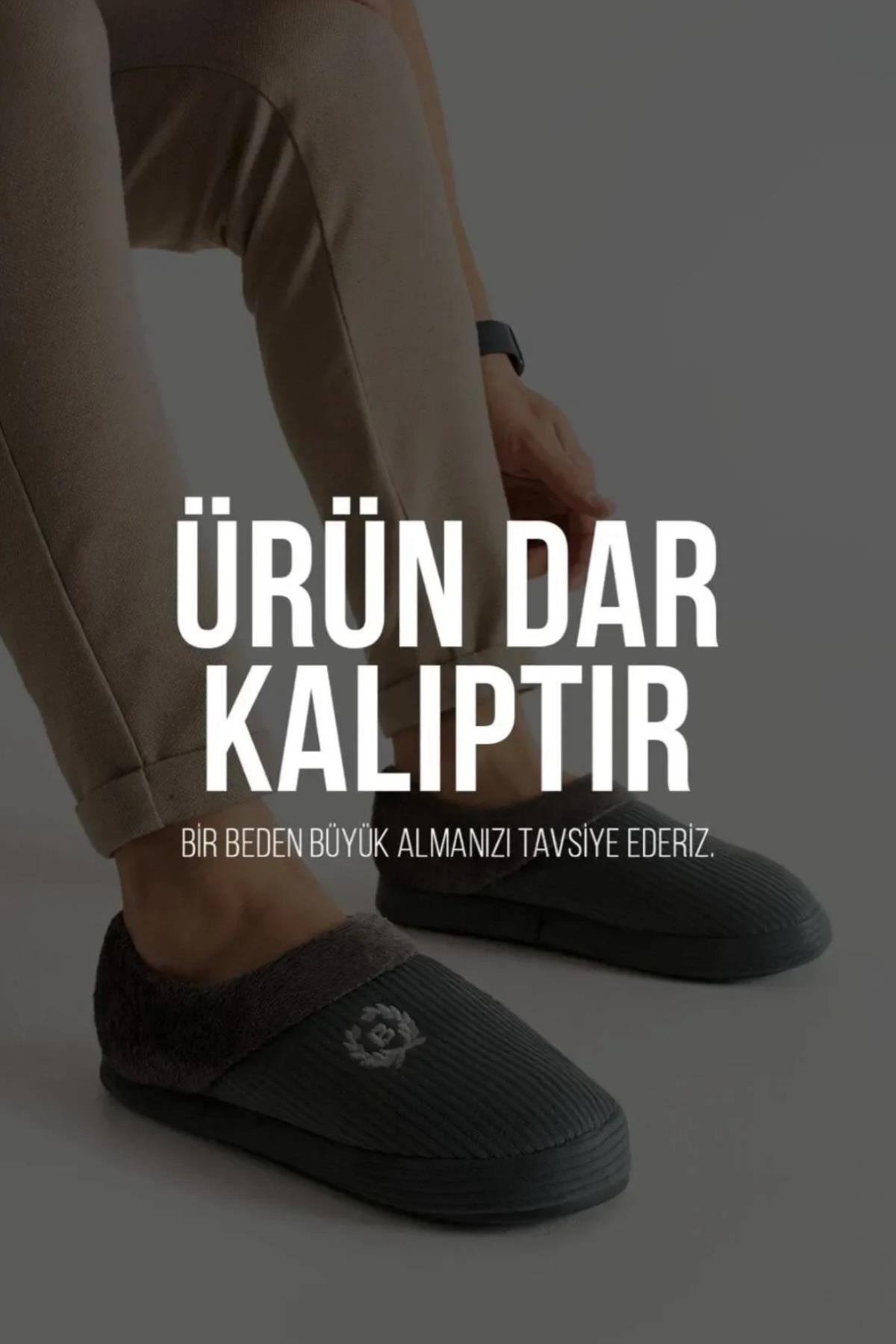 Erkek Hafif Kaydırmaz Taban Ev Ayakkabısı Panduf BEJ - Görsel 7