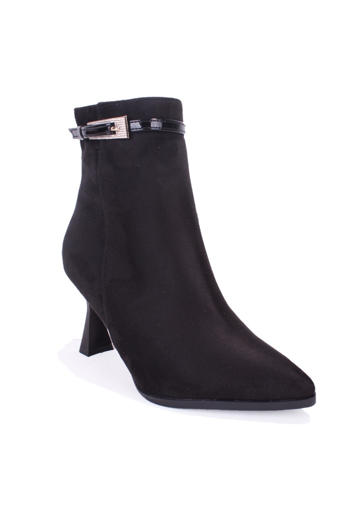 DZA07-11332005 Siyah Süet Klasik Topuklu Kadın Bot - Görsel 2
