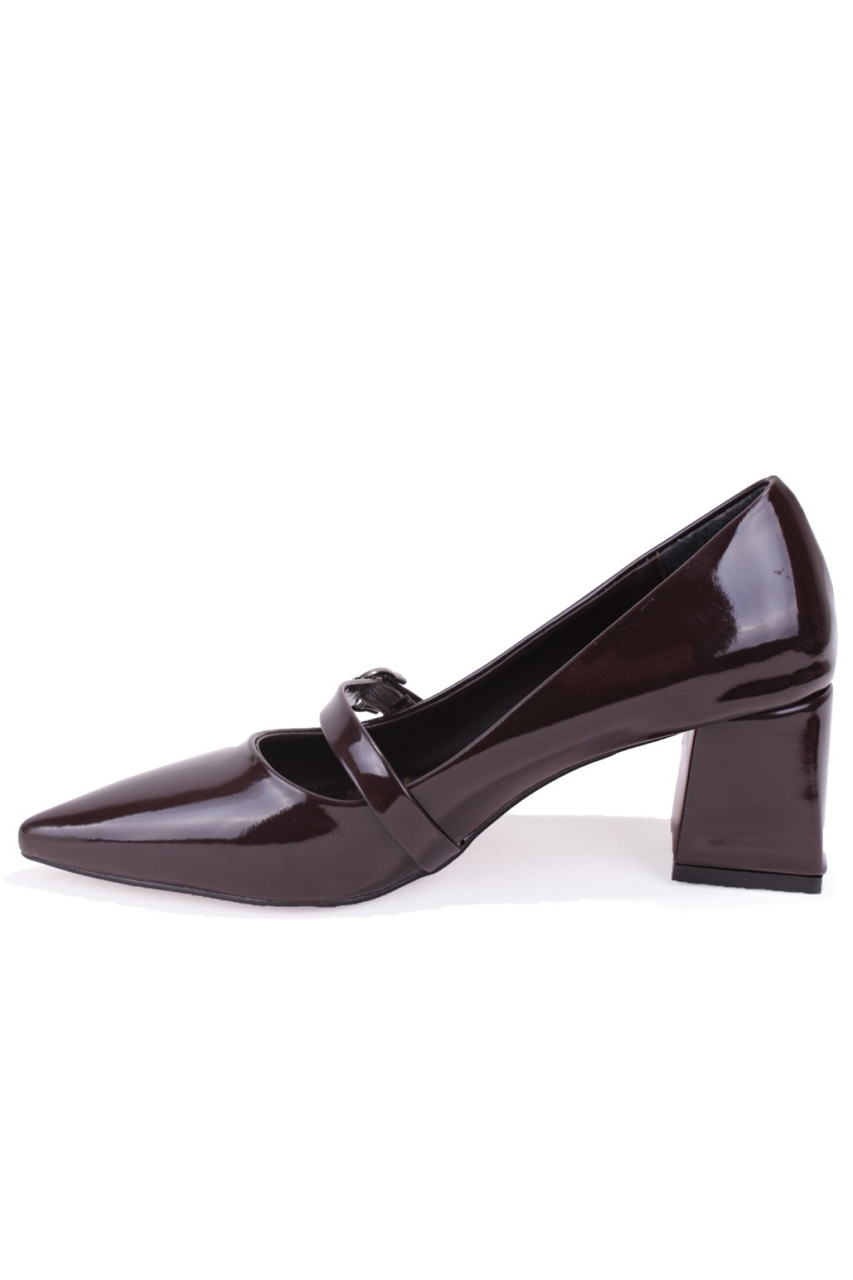 DZA07-129604 Kahve Rugan Klasik Topuklu Kadın Ayakkabı - Görsel 4