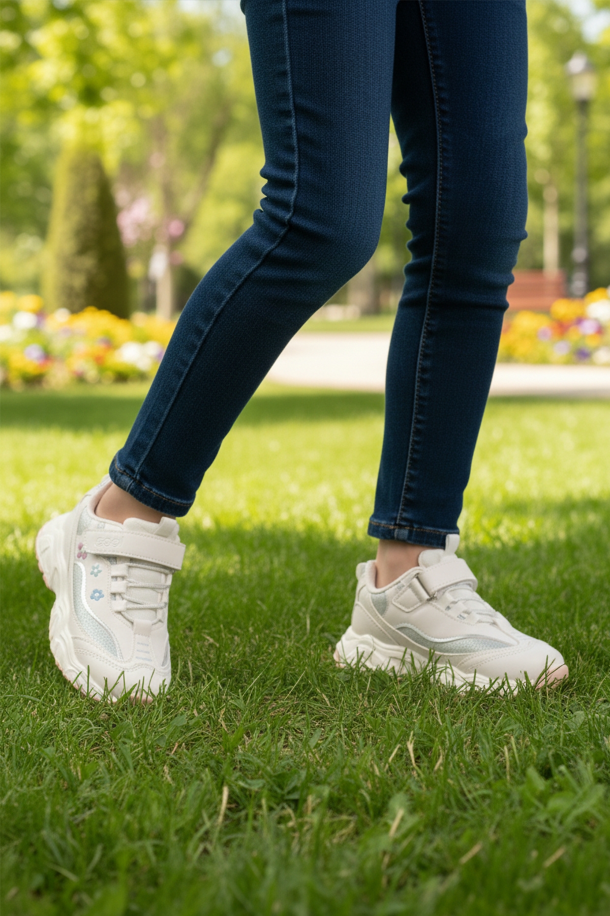 Beyaz Cırtlı Hafif Kız Çocuk Spor Ayakkabı Bella Kısa P - Görsel 2