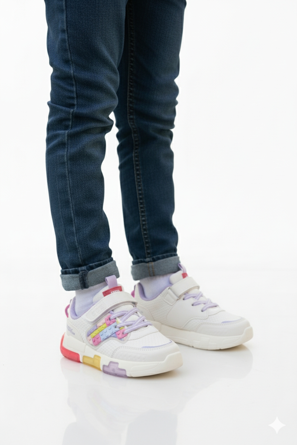 Lila Cırtlı Işıklı Hafif Kız Çocuk Spor Ayakkabı Heros P - Görsel 2