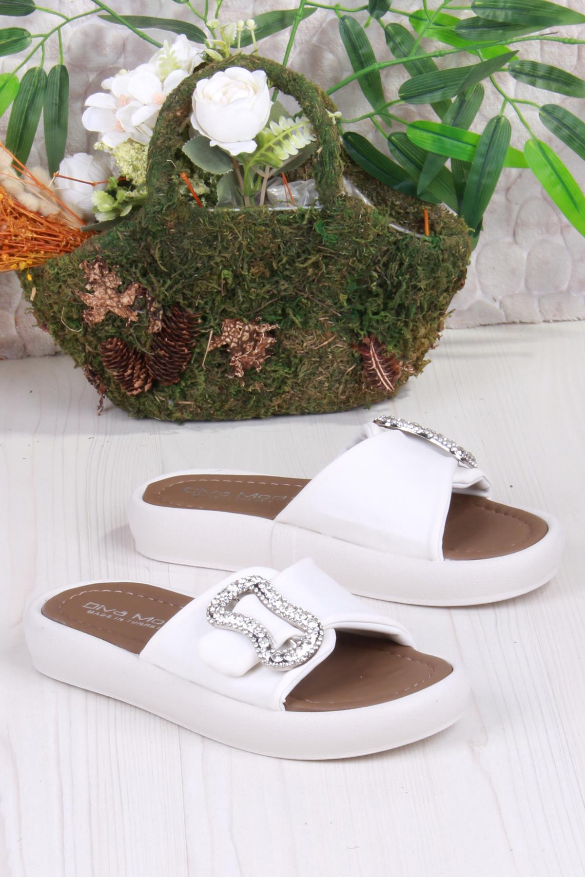 35033 Diva Com Taş Toka Detaylı Kadın Terlik - Görsel 4